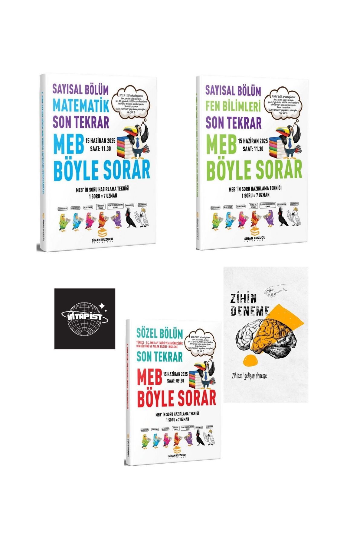 SİNAN KUZUCU YAYINLARI SİNAN KUZUCU LGS SAYISAL FEN-SAYISAL MATEMATİK- SÖZEL SON TEKRAR DENEME+ZİHİNDENEME+SK57