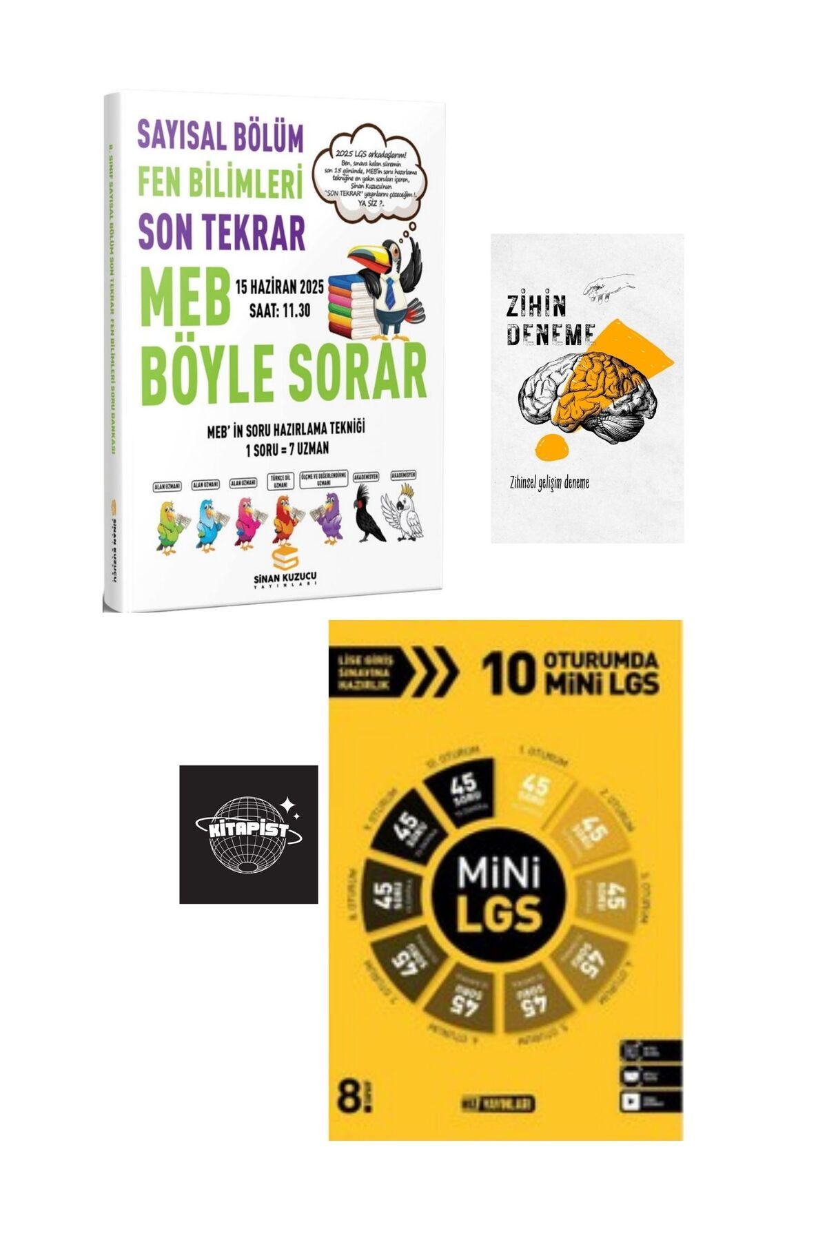SİNAN KUZUCU YAYINLARI SİNAN KUZUCU LGS SAYISAL FEN SON TEKRAR DENEME+HIZ 10 OTURUM MİNİ LGS+ZİHİNDENEME+SK349