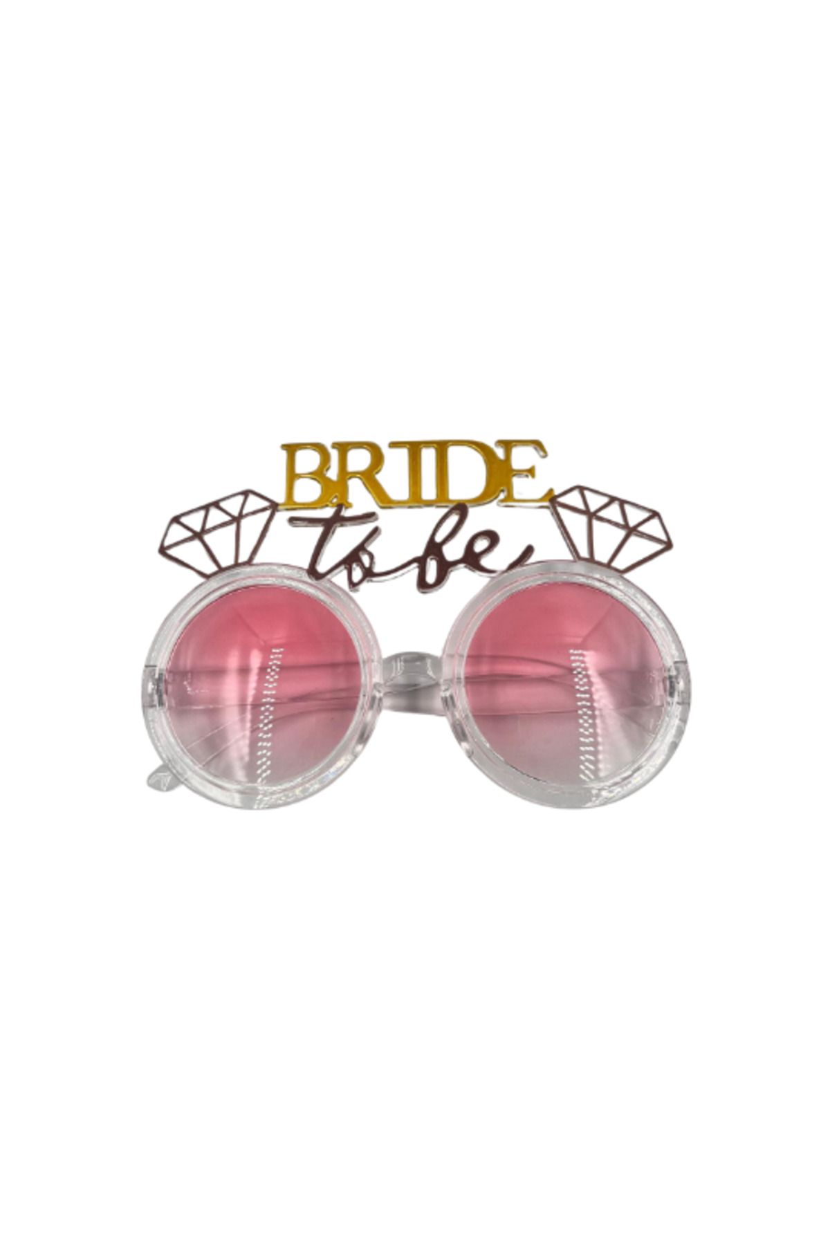 DODOMAR Gözlük Bride To Be Altın Yazılı Pembe Gözlük Bekarlığa Veda Elmas kesim taş detaylı