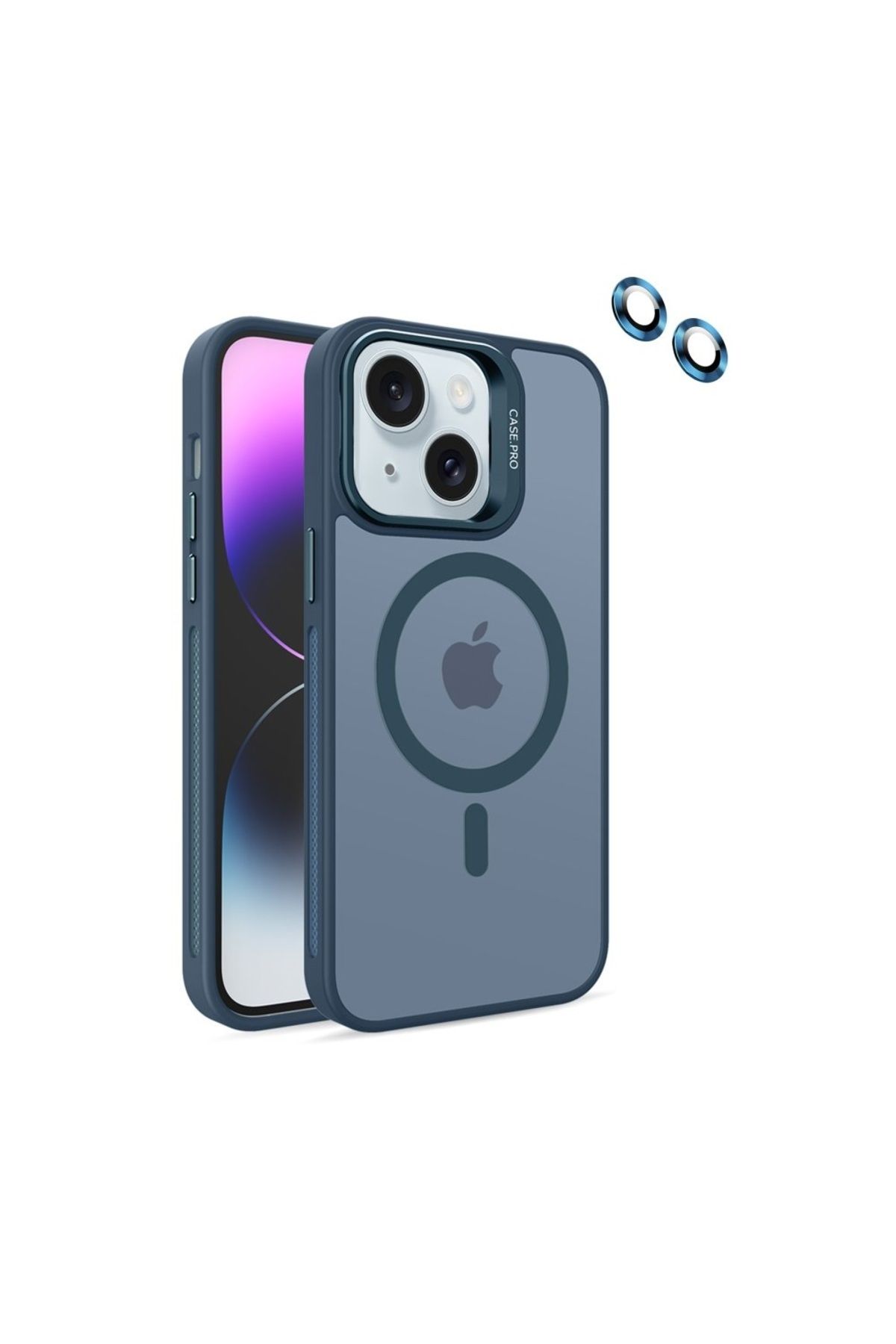 DC TECNO Apple iPhone 15 Kılıf Magsafe Standlı + Klon Kamera Lensli Kapak