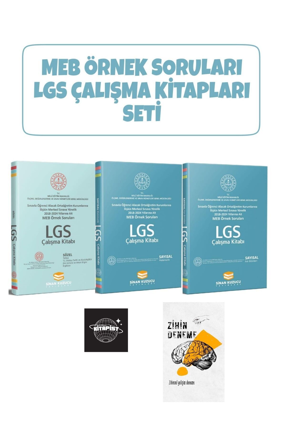 SİNAN KUZUCU YAYINLARI SİNAN KUZUCU LGS TÜM DERSLER 2025 MEB ÖRNEK SORULAR ÇALIŞMA SET+ZİHİN DENEME+HVS59
