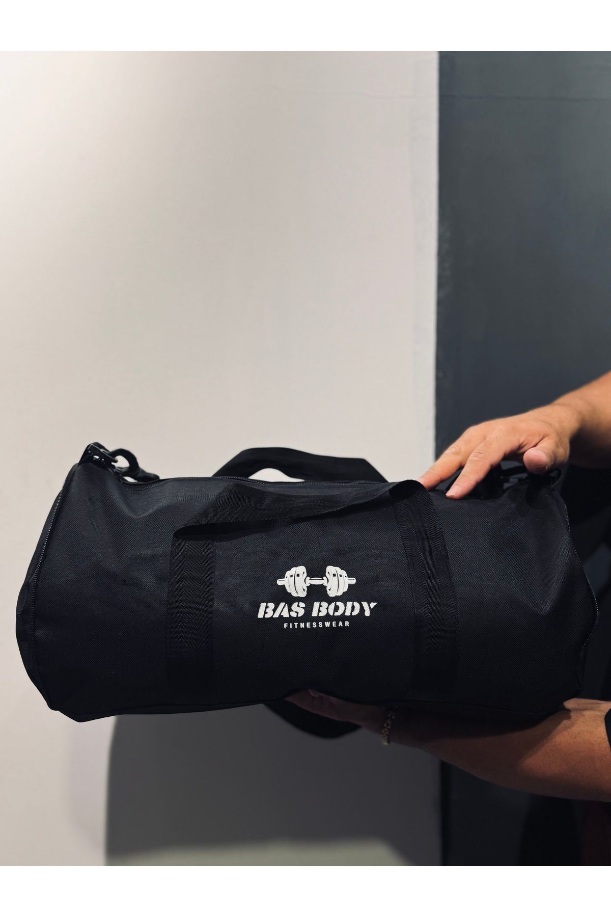 Bas Body FitnessWear Bas Body Baskılı İç Geniş Hacimli Siyah Spor Çanta