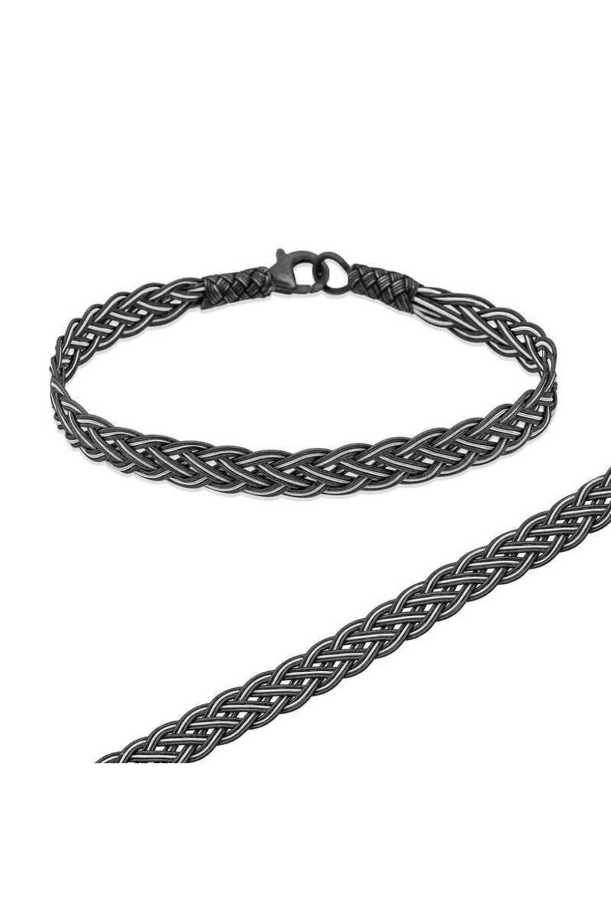 S PAZARIM Gümüş Örgü Kazaziye Unisex Bileklik