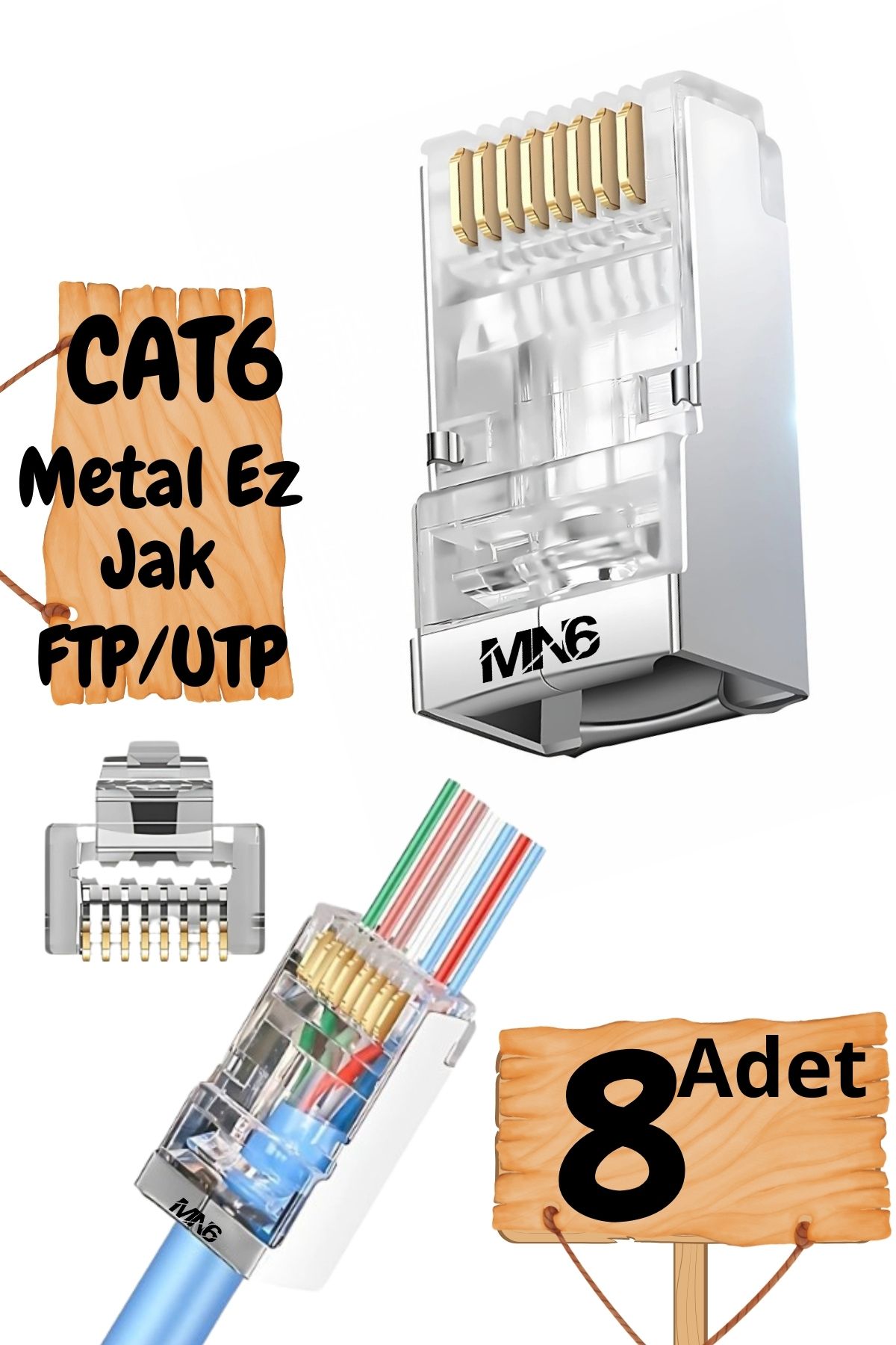 MN6 M117XF Cat6 jack/8 Adet-Metal EZ/Yeni Nesil rj45 cat6-8P/8C AÇIK UÇLU/Cat6 Konnektör
