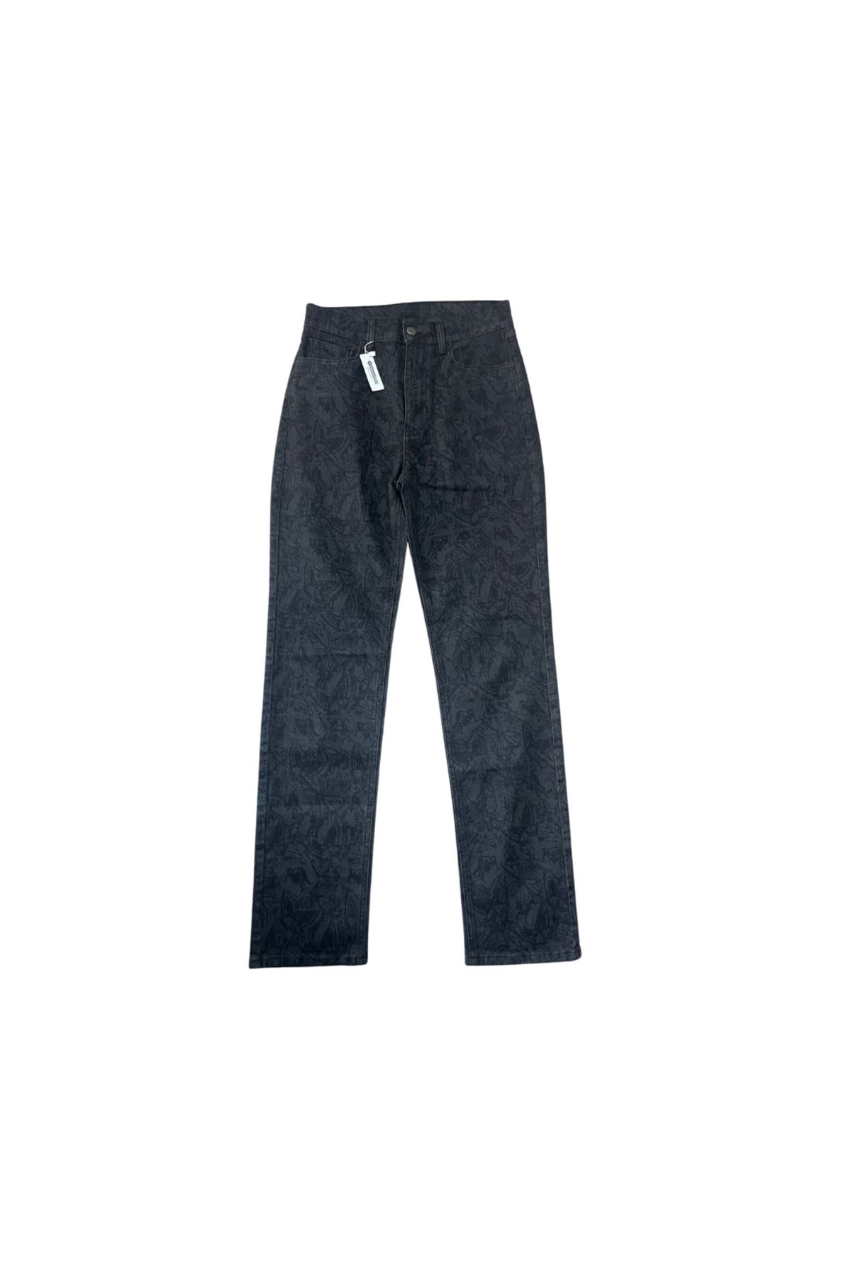 Vakkorama Siyah Desenli Düz Paça Denim Pantolon