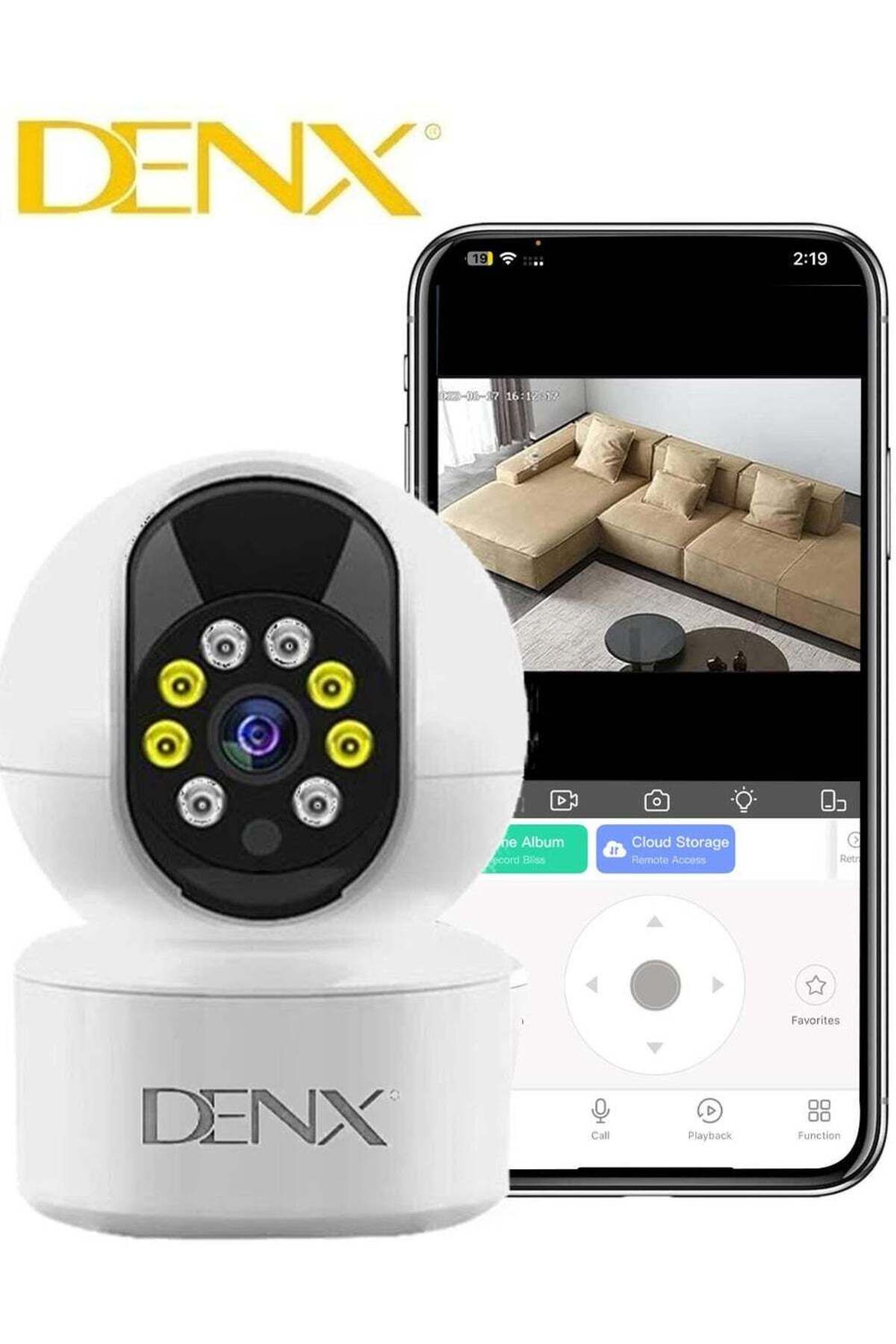 Denx-كاميرا مراقبة عالية الدقة بدقة 3.0 ميجا بكسل، تتميز برؤية ليلية ملونة، وعرض بزاوية 340 درجة 1