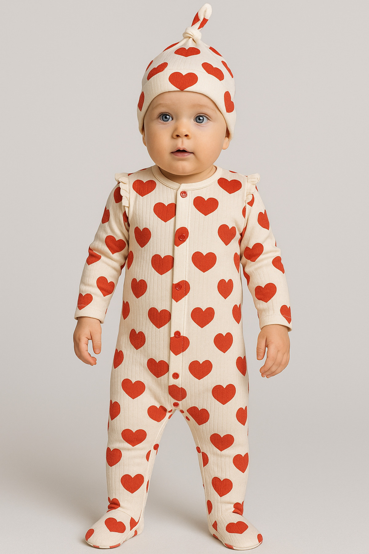 nevrankids Kız Heart Big Pattern 2’li Yenidoğan Tulum Seti fotoğrafı 2 (önizleme)