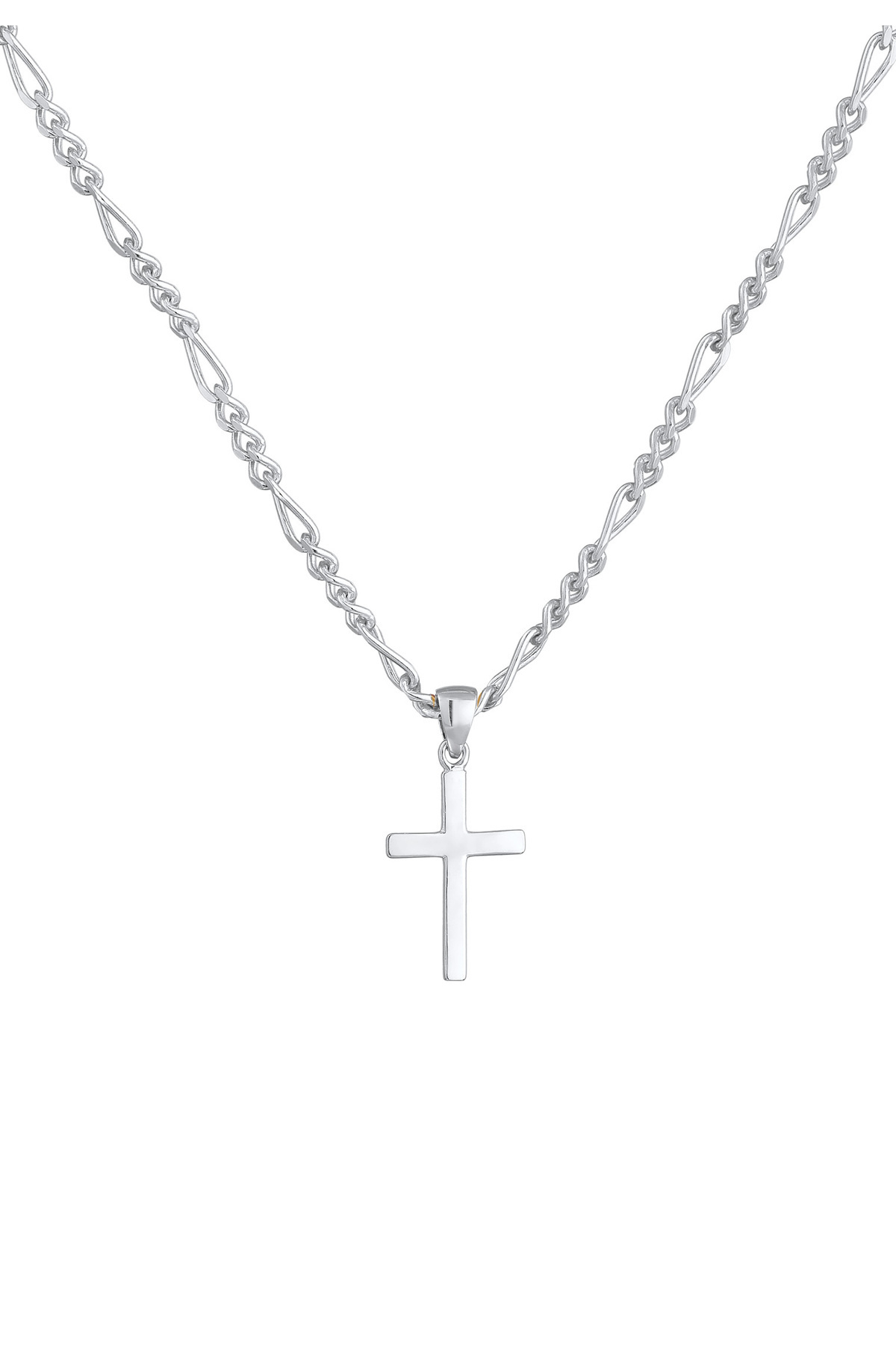 KUZZOI-Halskette Herren Kreuz Anhänger Basic Figaro in 925 Sterling Silber 2