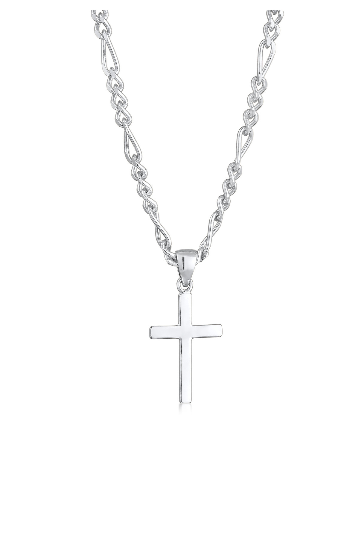 KUZZOI-Halskette Herren Kreuz Anhänger Basic Figaro in 925 Sterling Silber 1