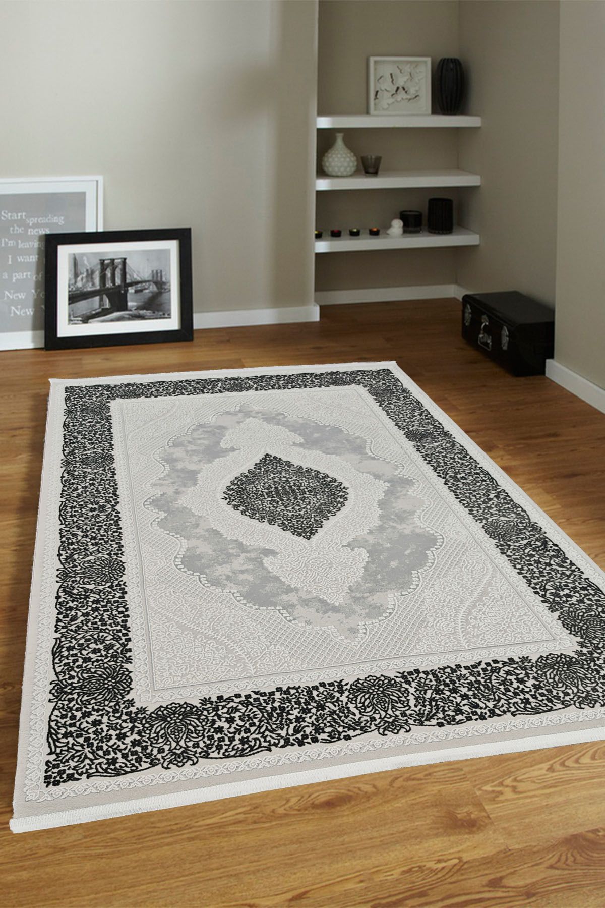 ünalcarpet 4m2-6m2 Bambu Tarz Modern Sık Dokuma Halı Salon Oturma Odası Mutfak Halısı Antialerjik Mavi