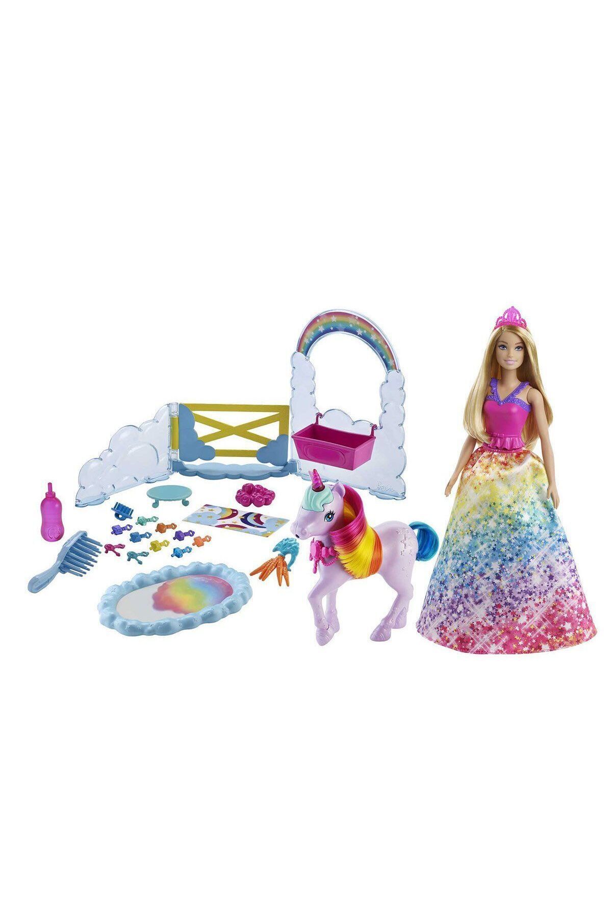melfxxl eticaret GTG01 Barbie, Bebek ve Tek Boynuzlu At, Dreamtopia Hayaller Ülkesi