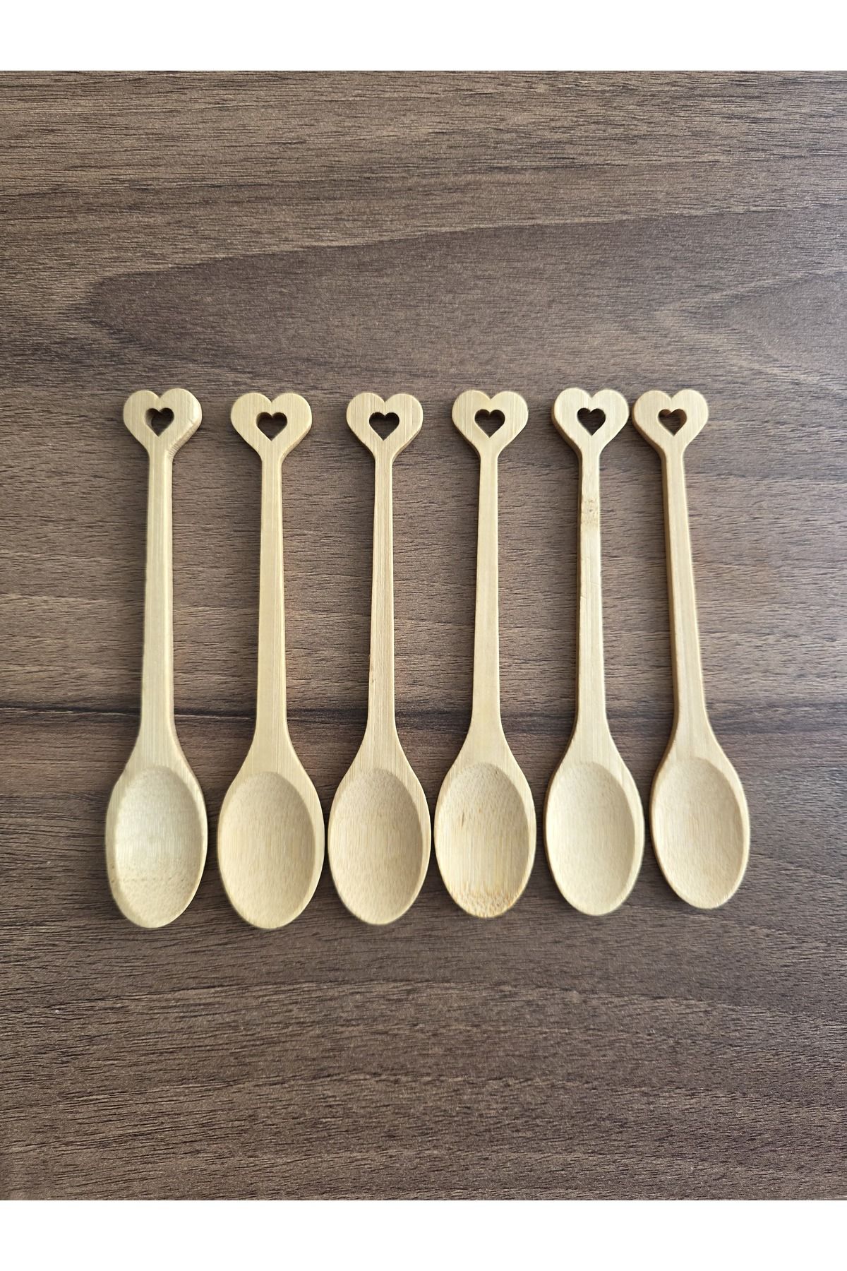BuMeria Ahşap Bambu Kalpli küçük kaşık