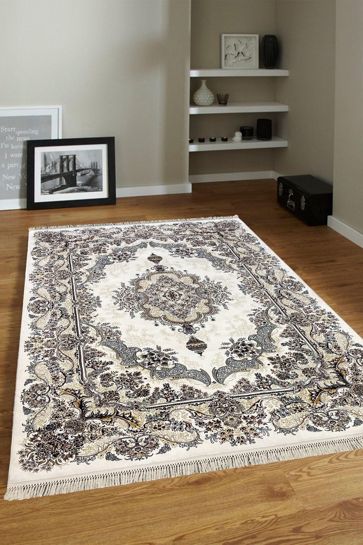 ünalcarpet 4 Metrekare - 6 Metrekare Modern Salon Ve Oturma Odası Halısı Yumuşak Doku Antialerjik Ipek Krem