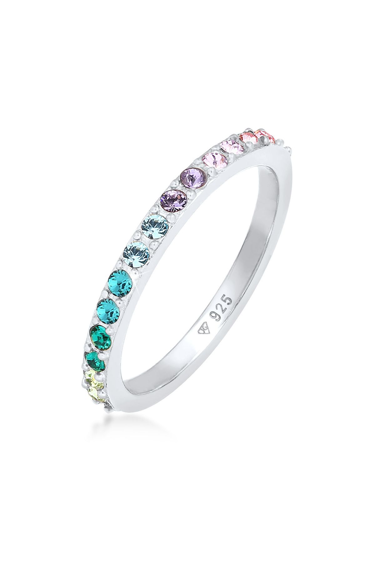 ELLI Ring Band Regenbogen Elegant Trend Mit Kristallen In 925 Sterling Silber für Damen - 58