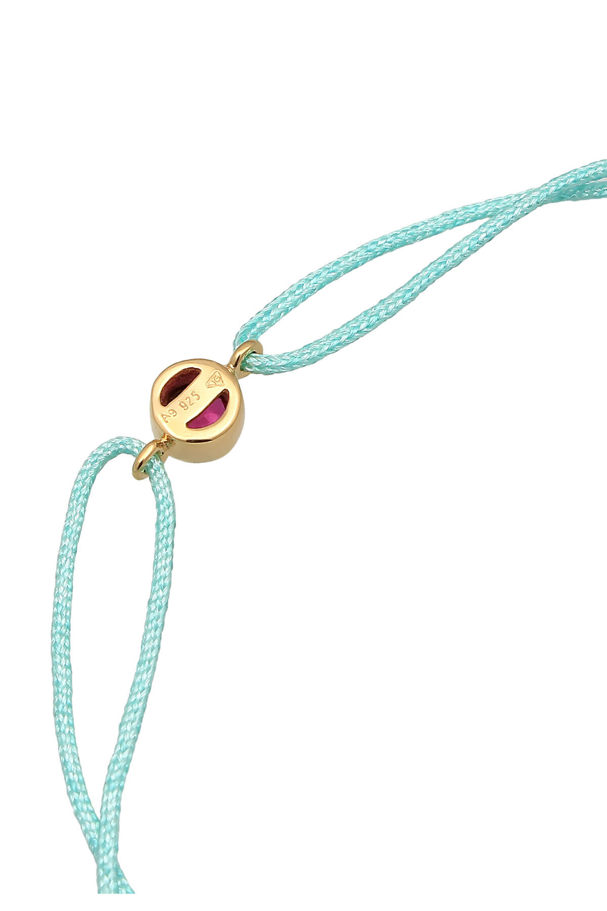 ELLI-Armband Damen Anhänger rund Nylon mit syn. Rubin in 925 Sterling Silber vergoldet 3