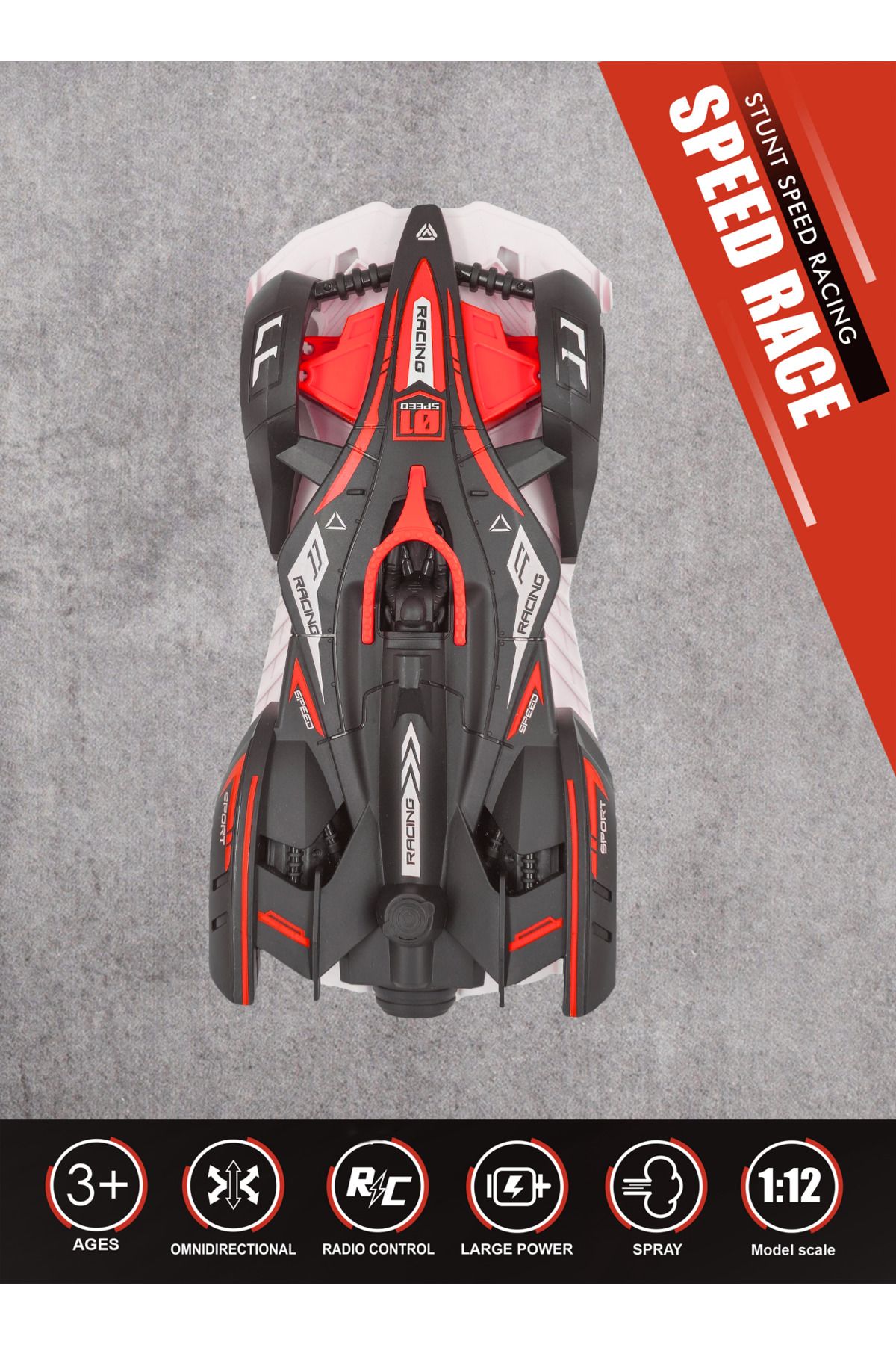 JUNLIDA-1:12 Remote Control Drift Vehicle with LED Spray Effect & Rechargeable Battery 3