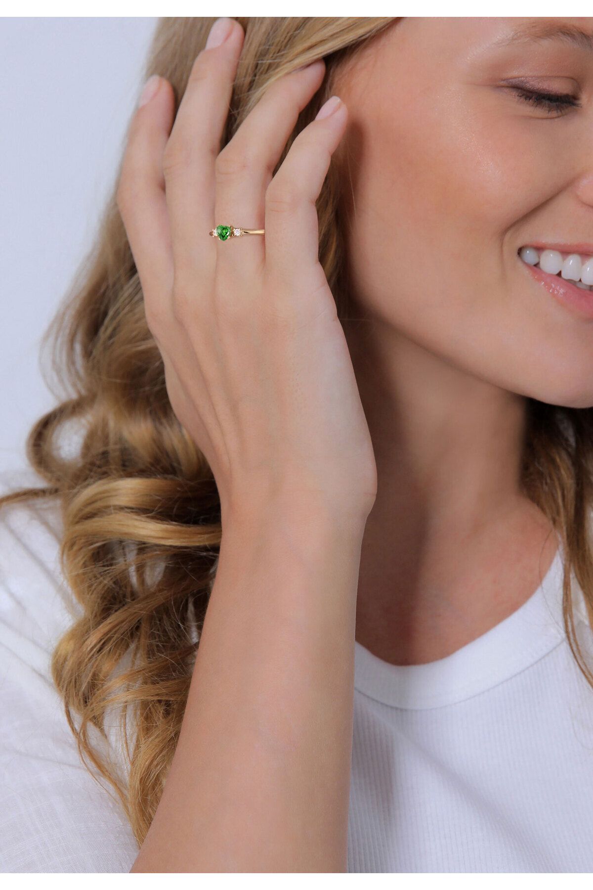 ELLI-Ring Herz Zirkonia Grün Liebe 925 Silber vergoldet 4