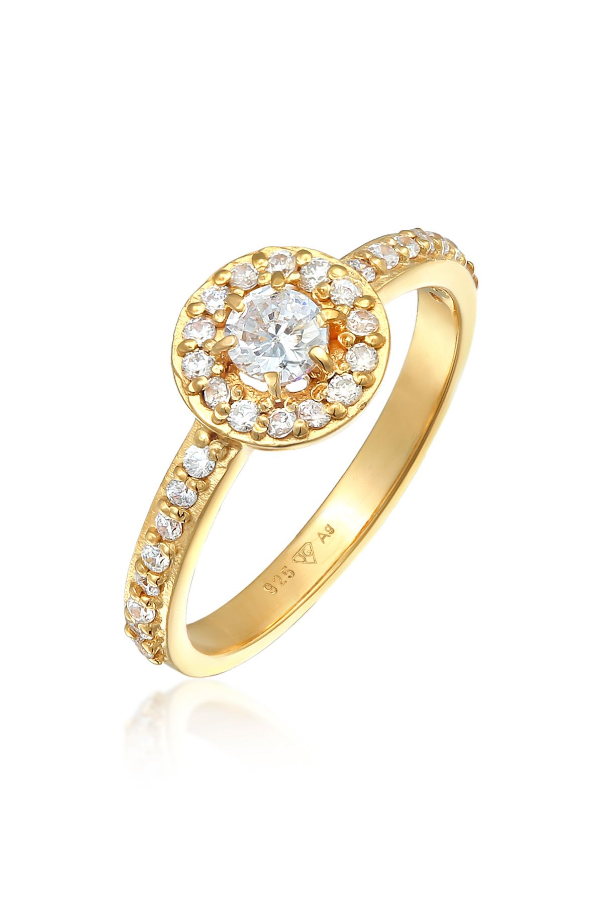 ELLI Ring Verlobungsring Klassisch Mit Zirkonia Kristallen In 925 Sterling Silber für Damen - 54