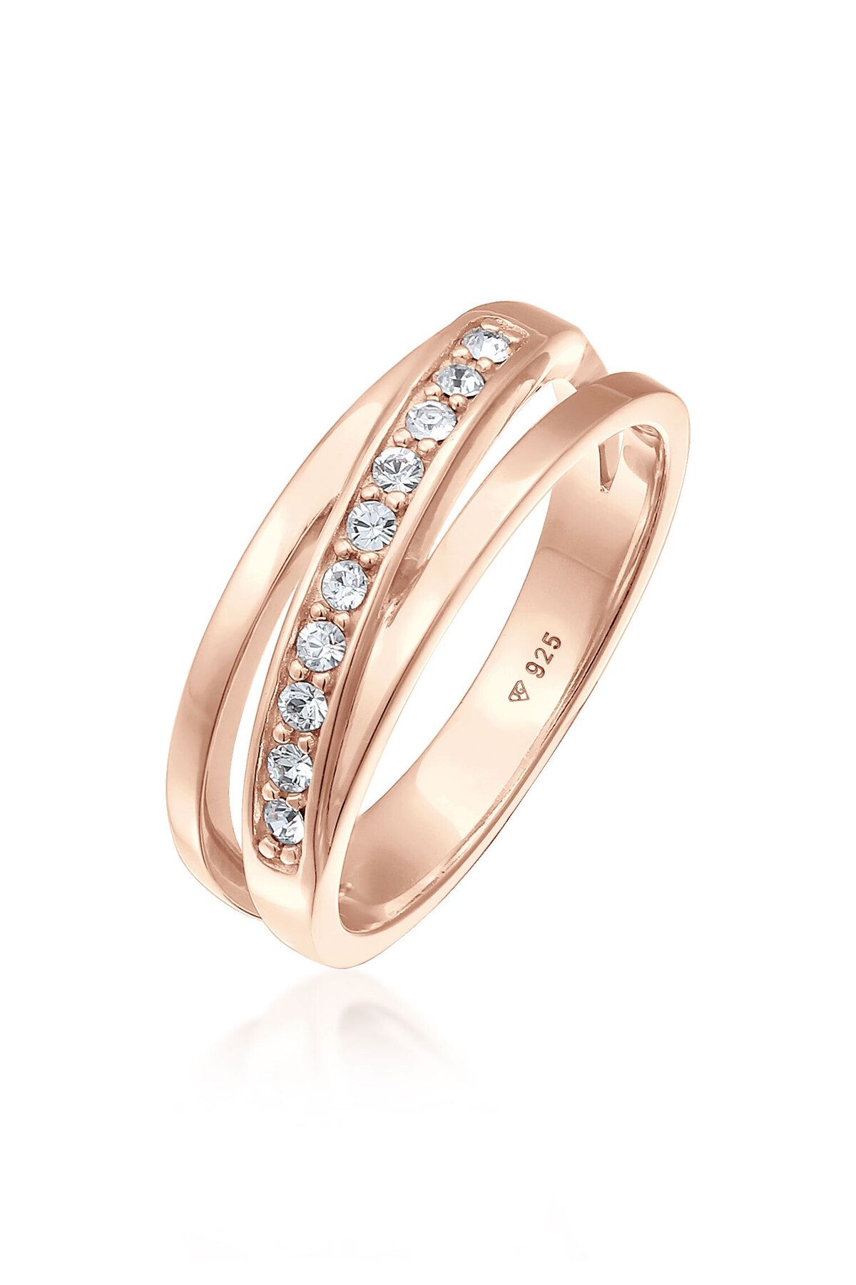 ELLI Ring – 925er Sterlingsilber Mit Exquisitem Band Und Kristallen für Damen - 54