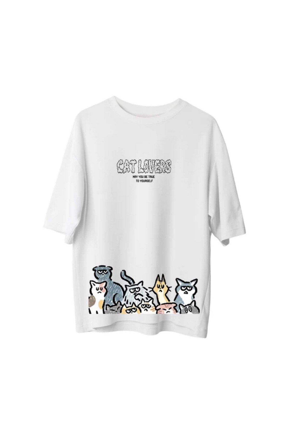 SVART WEAR Cat Lovers Baskılı T-Shirt Oversize Unisex Tişört