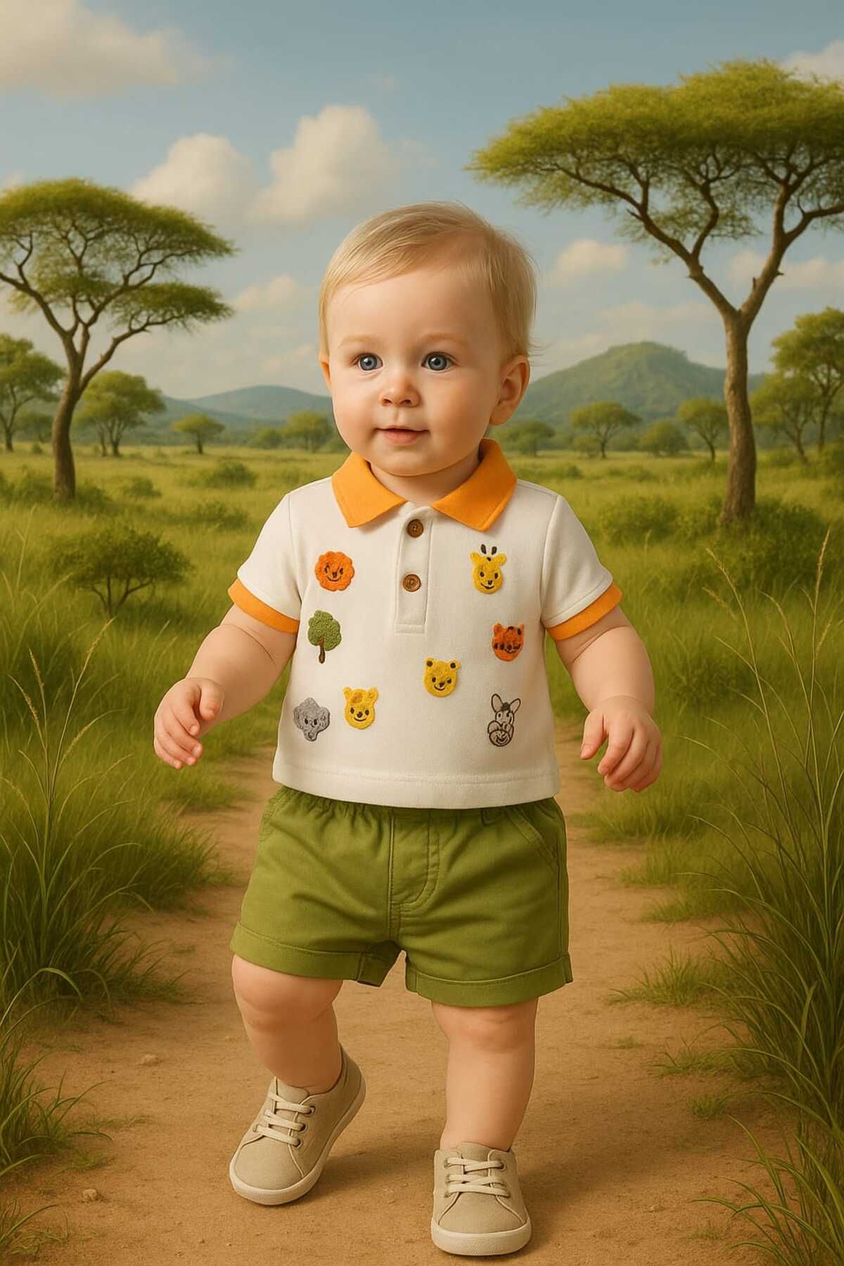 Lino Baby HAYVAN BASKILI İKİLİ TAKIM