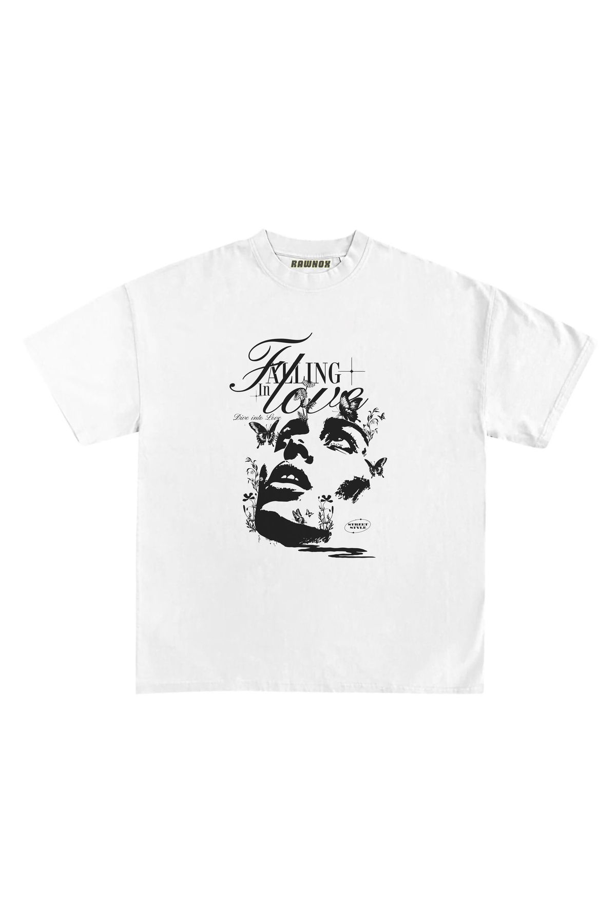 RawNox Unisex Bol Kalıp RawNox Özel Koleksiyon Falling in Love Tshirt