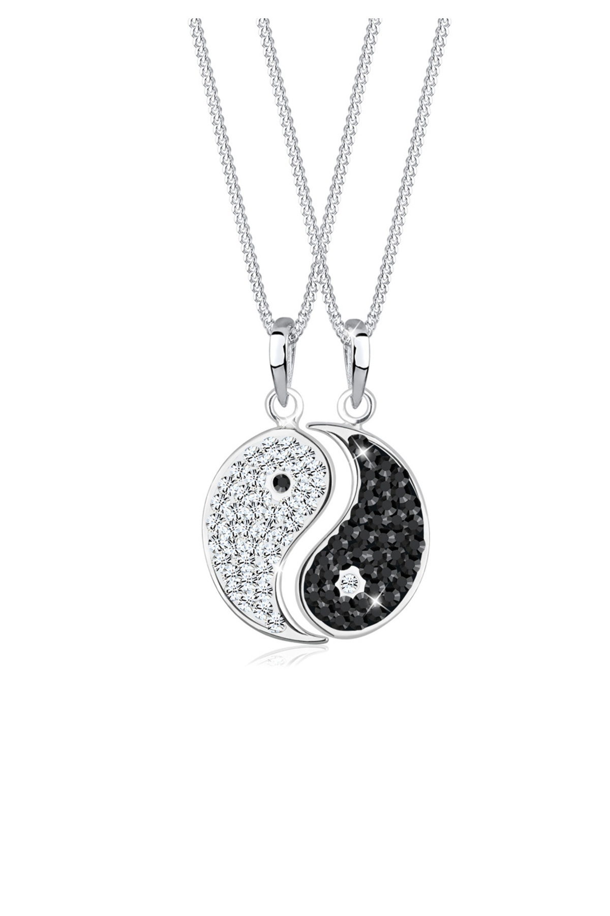 ELLI-Halskette Damen Peace Zeichen Anhänger Symbol Partnerkette mit Kristallen in 925 Sterling Silber 1