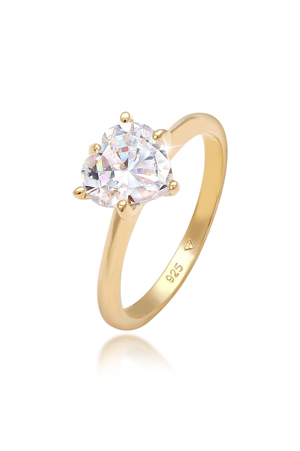 ELLI Herz-zirkon-verlobungsring, Einzelner Edelstein, 925er Sterlingsilber für Damen - 52