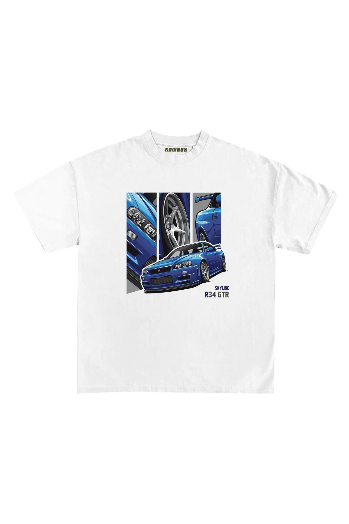 RawNox Unisex Bol Kalıp RawNox Özel Koleksiyon Skyline R34 Tshirt