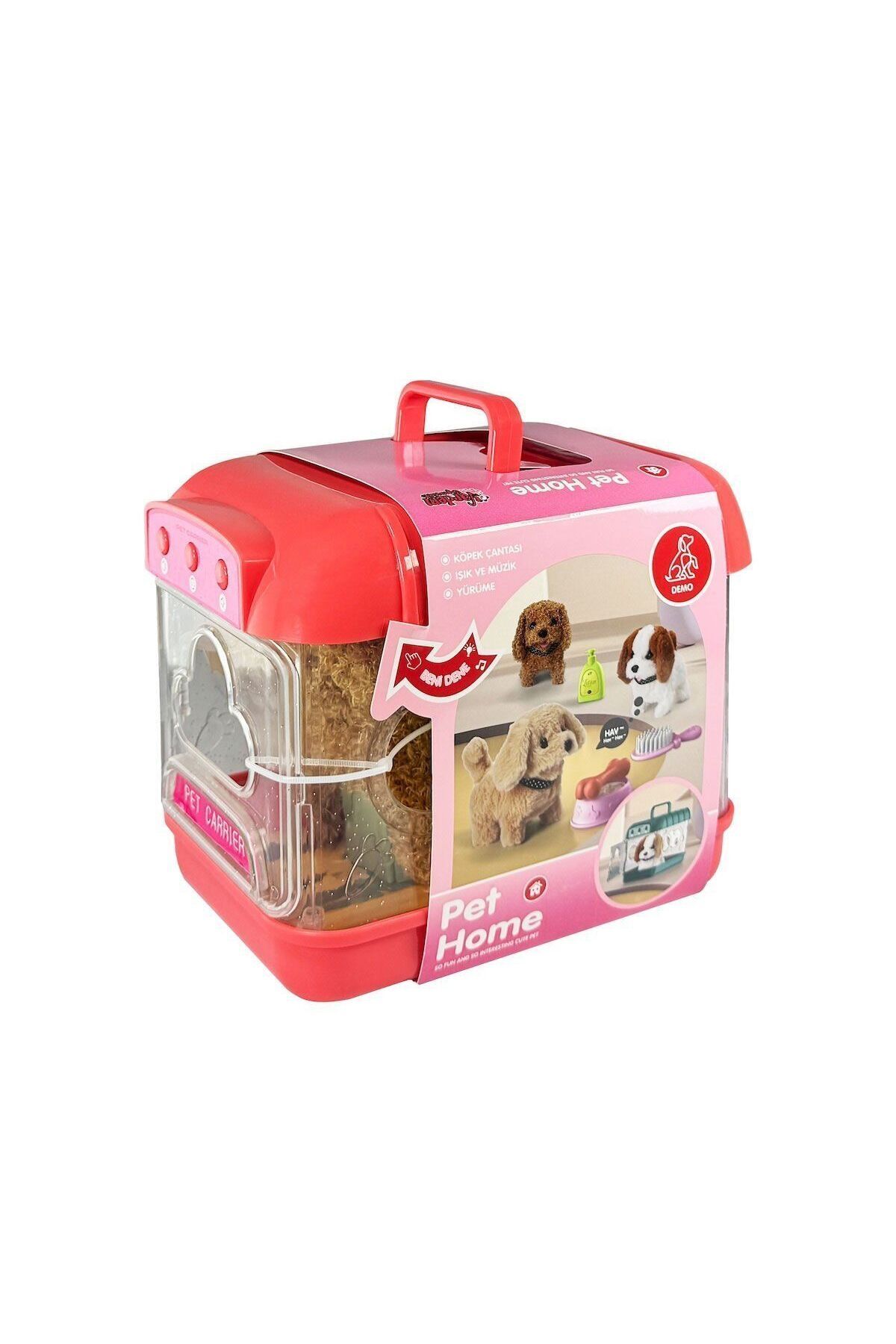 melfxxl eticaret JND-6806 Hareketli Köpek ve Işıklı Sesli Şeffaf Kafes Seti