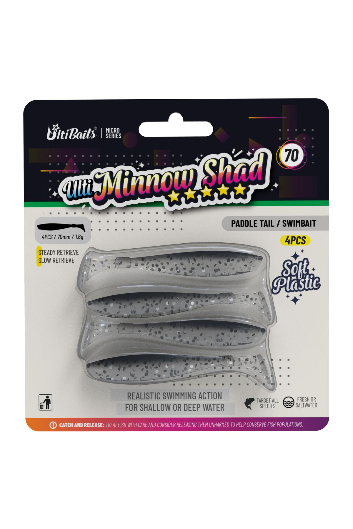 ultibaits Ulti Baits Minnow Shad 70 Silikon Balık Yem 70mm 1,6gr 4 Adet