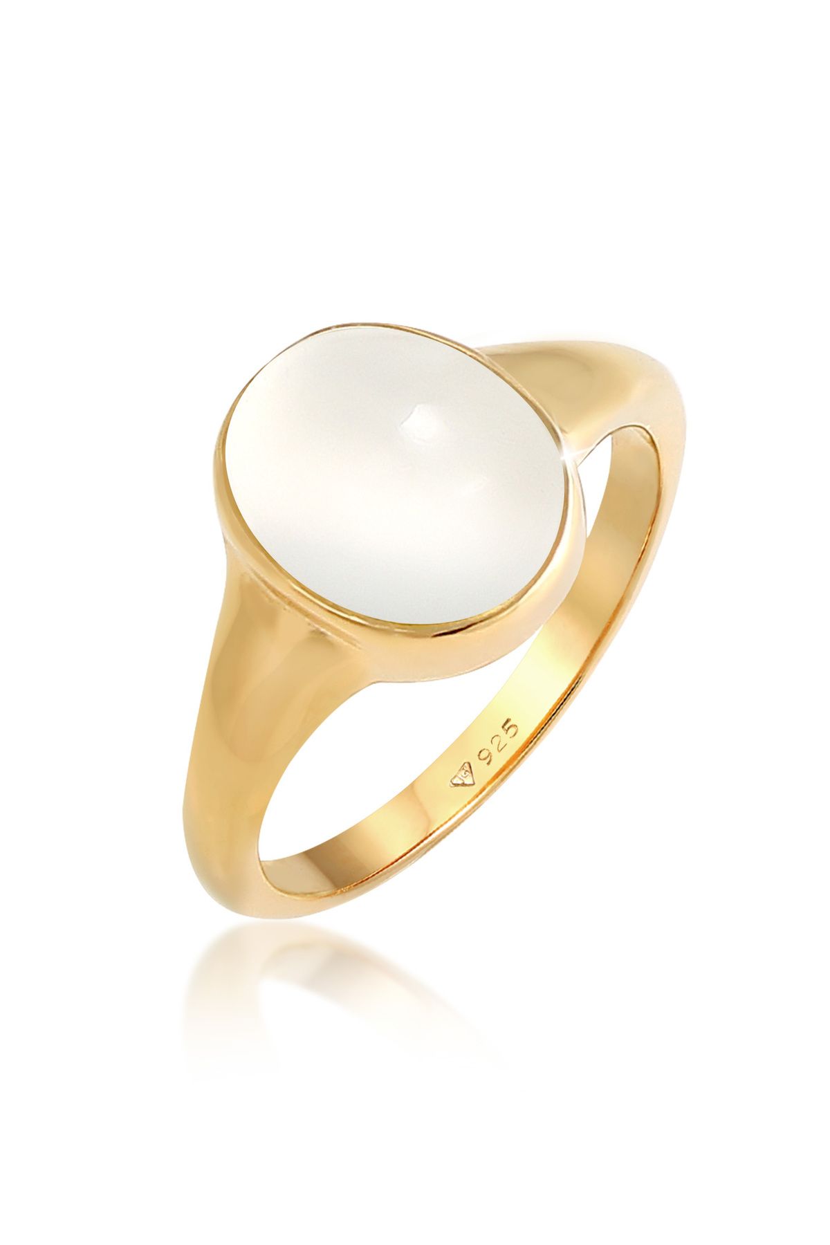 ELLI Ring – Versiegelter Mondstein Aus 925er Sterlingsilber, Vergoldet für Damen - 58