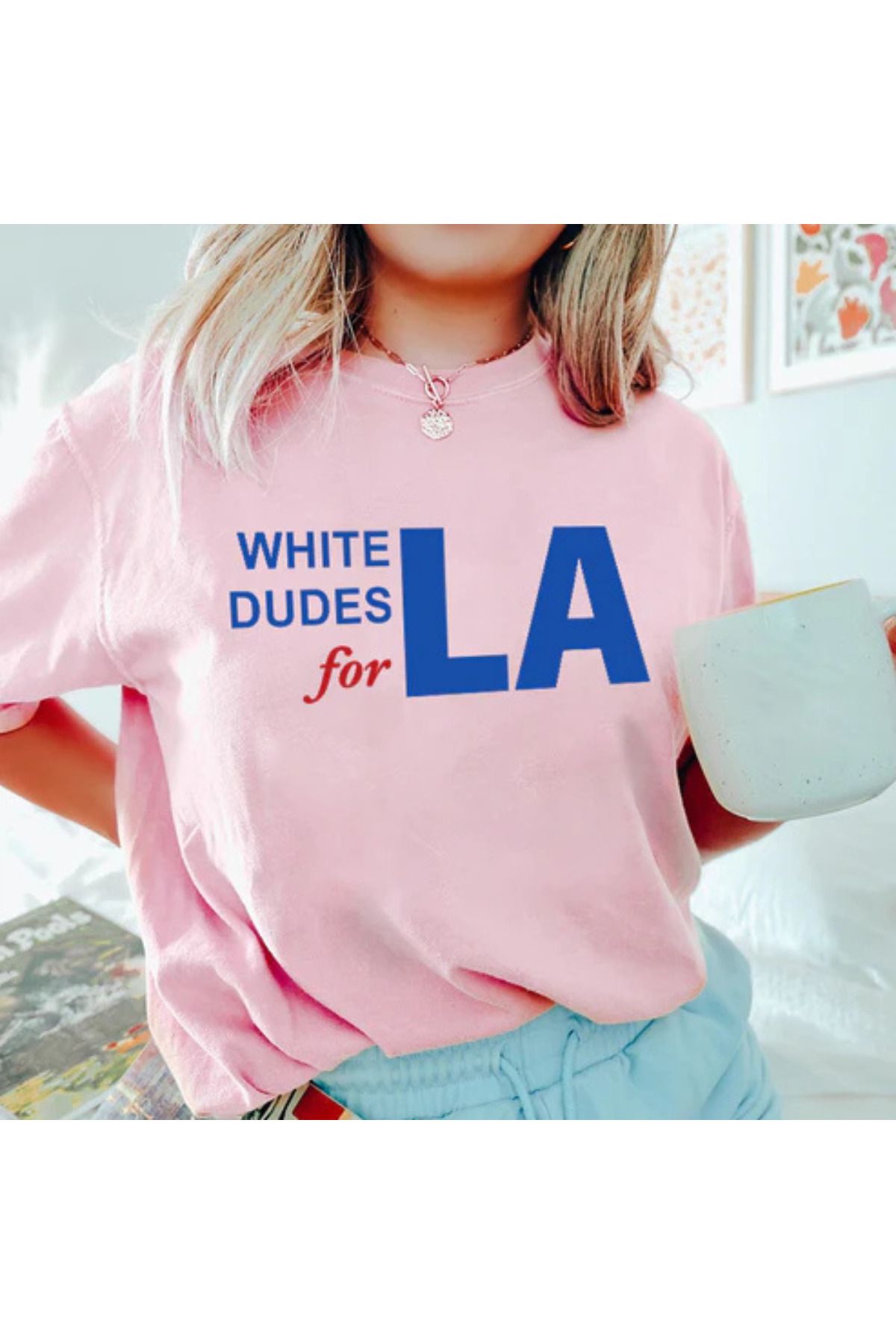 DESCARTES WHITE DUDES for LA Baskılı Oversize T-shirt