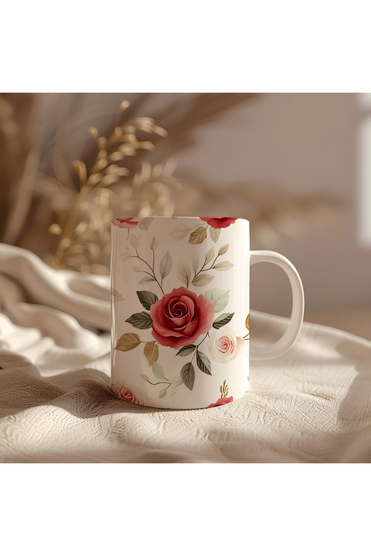 waspandhornet Romantik Gül Desenli Kupa