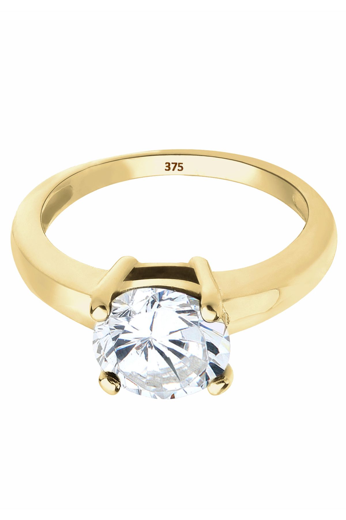 ELLI-Ring Damen Solitär Klassisch mit Kristallen in 375 Gelbgold 2