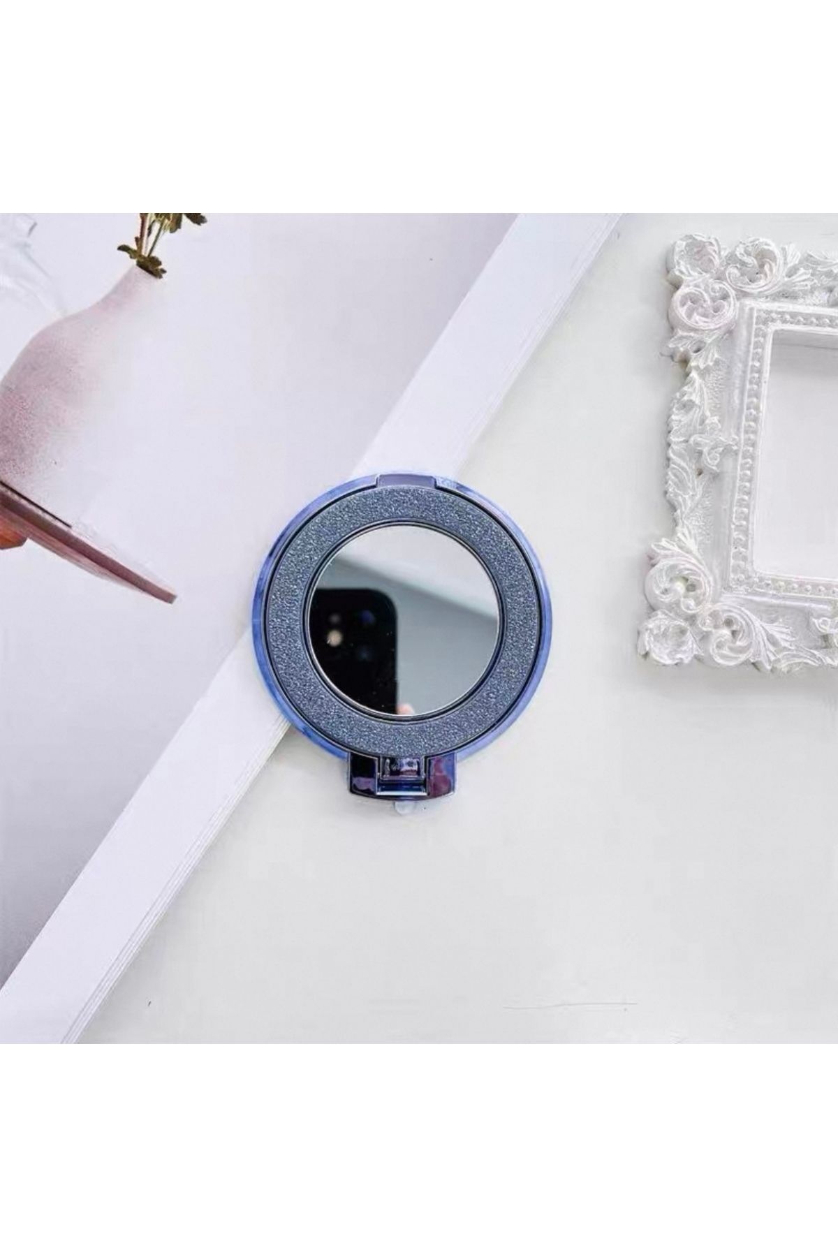 EDELFU Aynalı Simli ve Standlı Kılıf Arkasına Yapışkanlı Telefon Tutacağı Popsocket Magsafeli Aparat