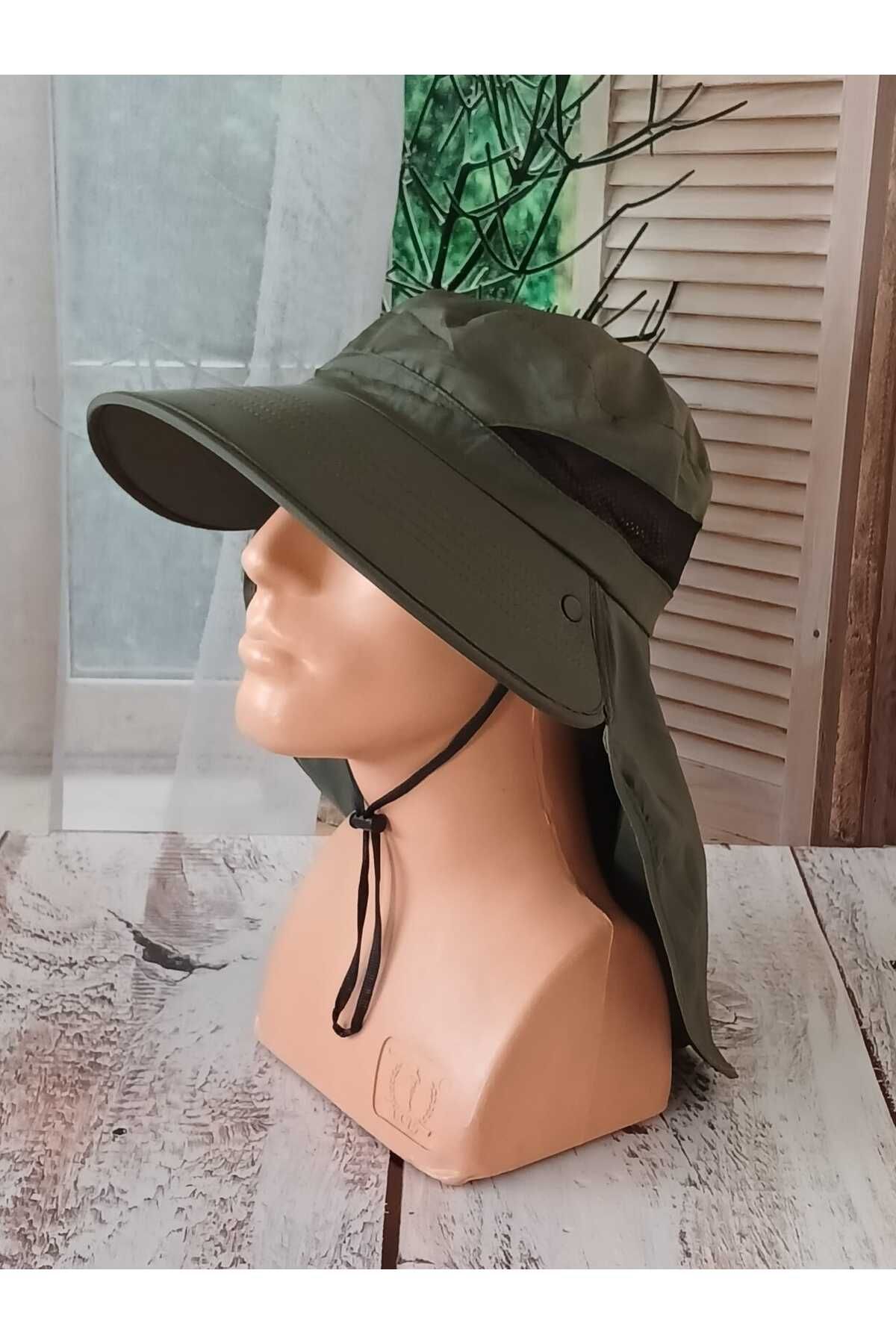 Aydmr Aksesuar Ense Korumalı Maskeli Safari Şapka