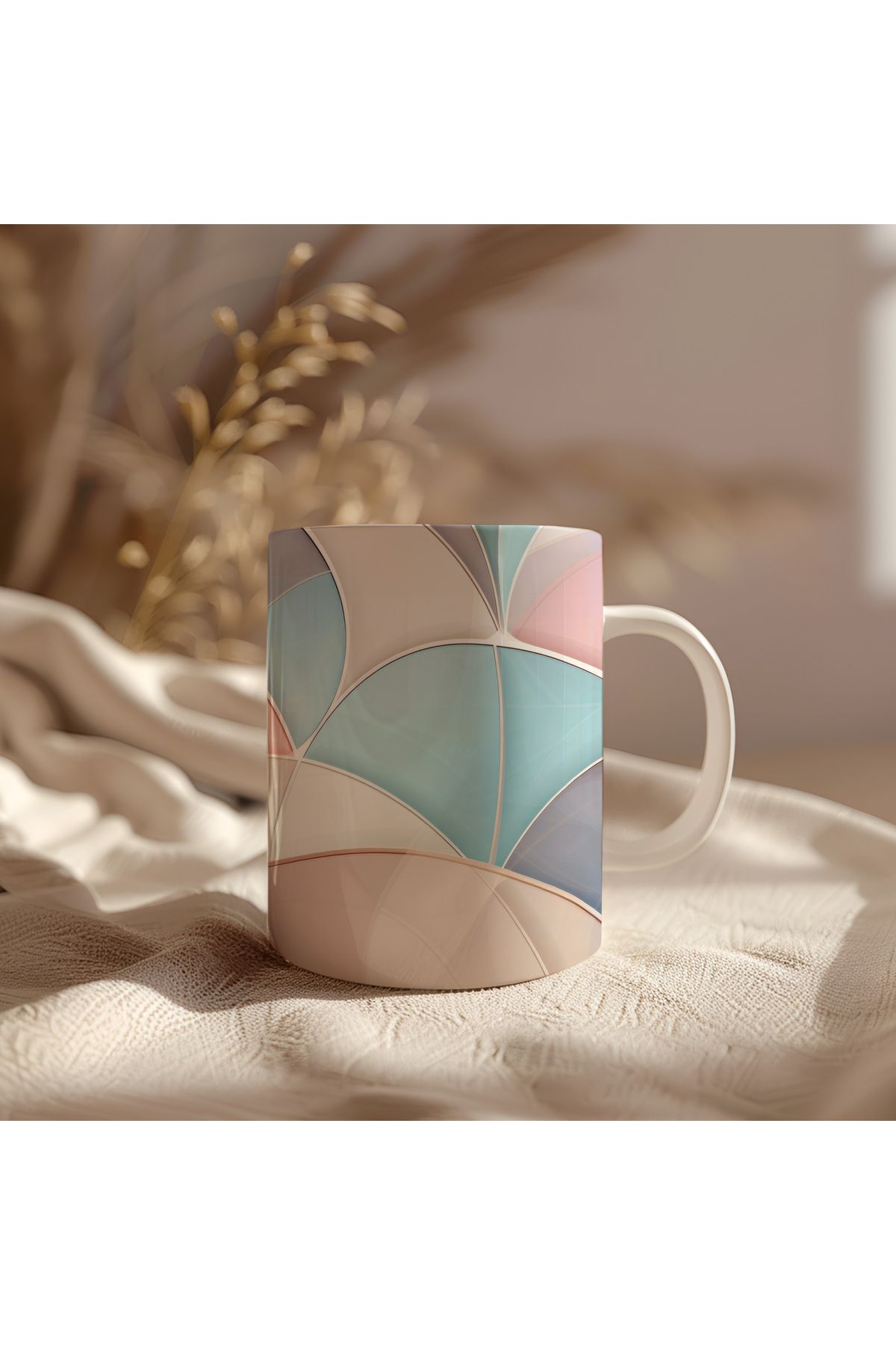 waspandhornet Modern Geometri Tasarımlı Seramik Kupa