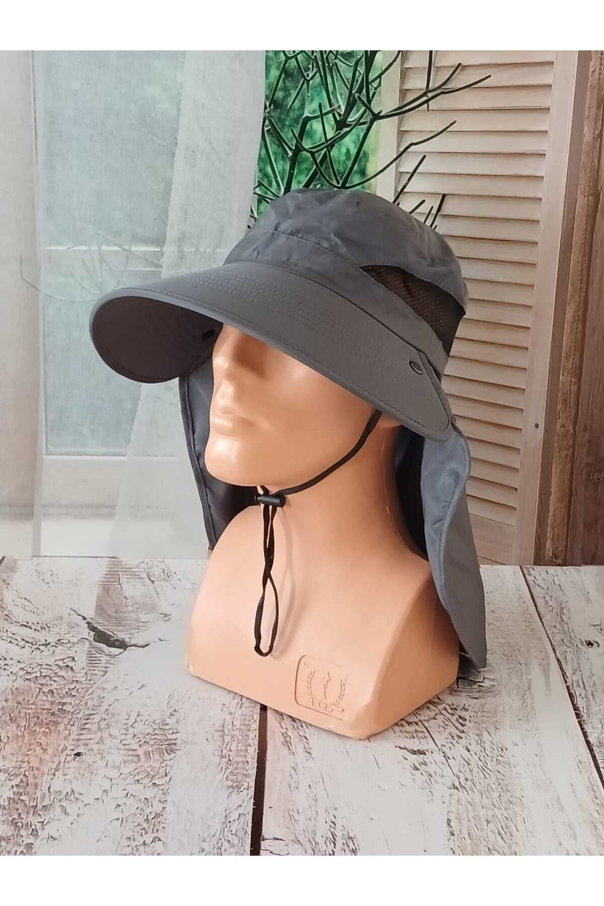 Aydmr Aksesuar Ense Korumalı Maskeli Safari Şapka