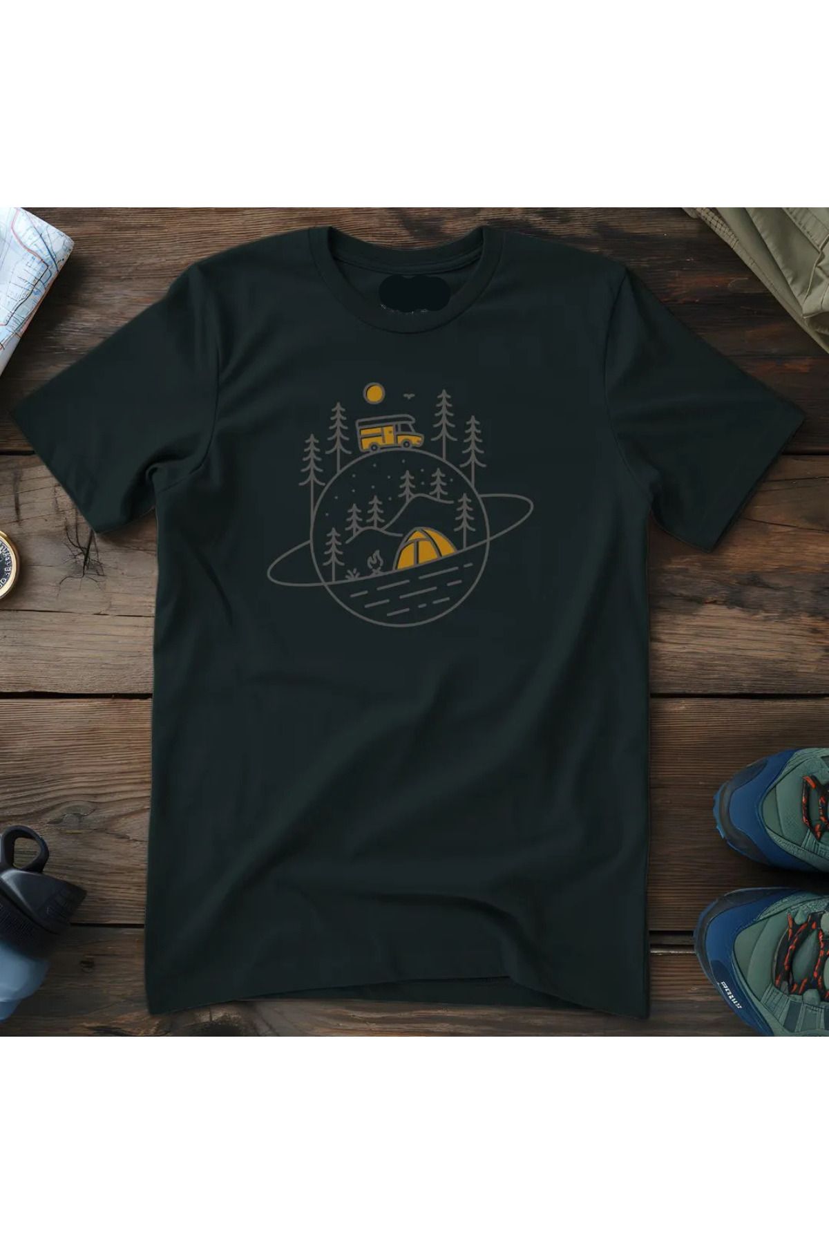 DESCARTES Uzay Seyahati Baskılı Oversize T-shirt