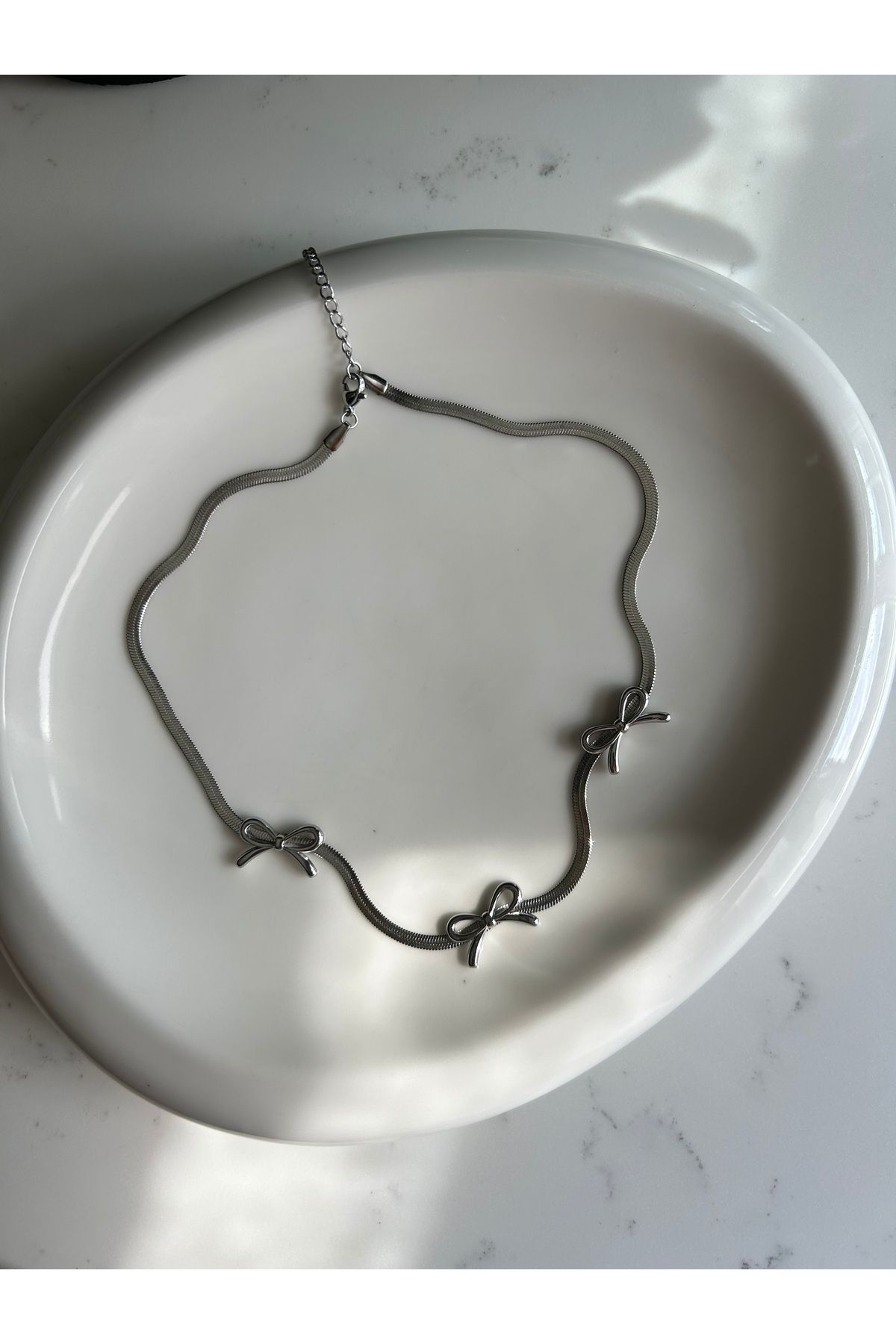 Viorra jewellery İtalyan zincir fiyonklu silver kolye