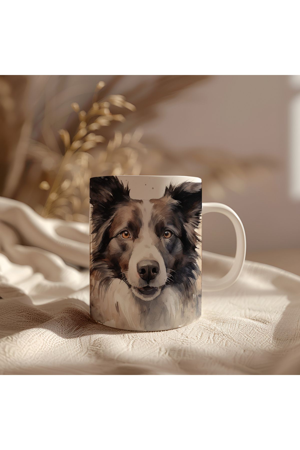 waspandhornet Border Collie Köpek Temalı Seramik Kupa