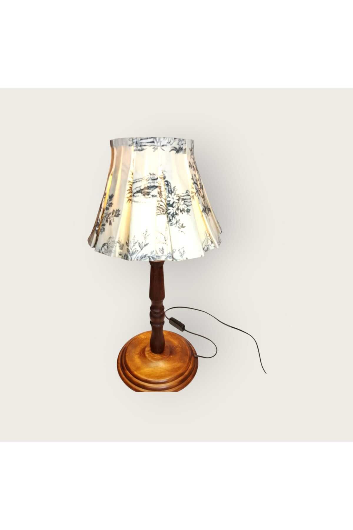 PERİ COLLECTİON Wintage Wood Ahşap Abajur-Kestane