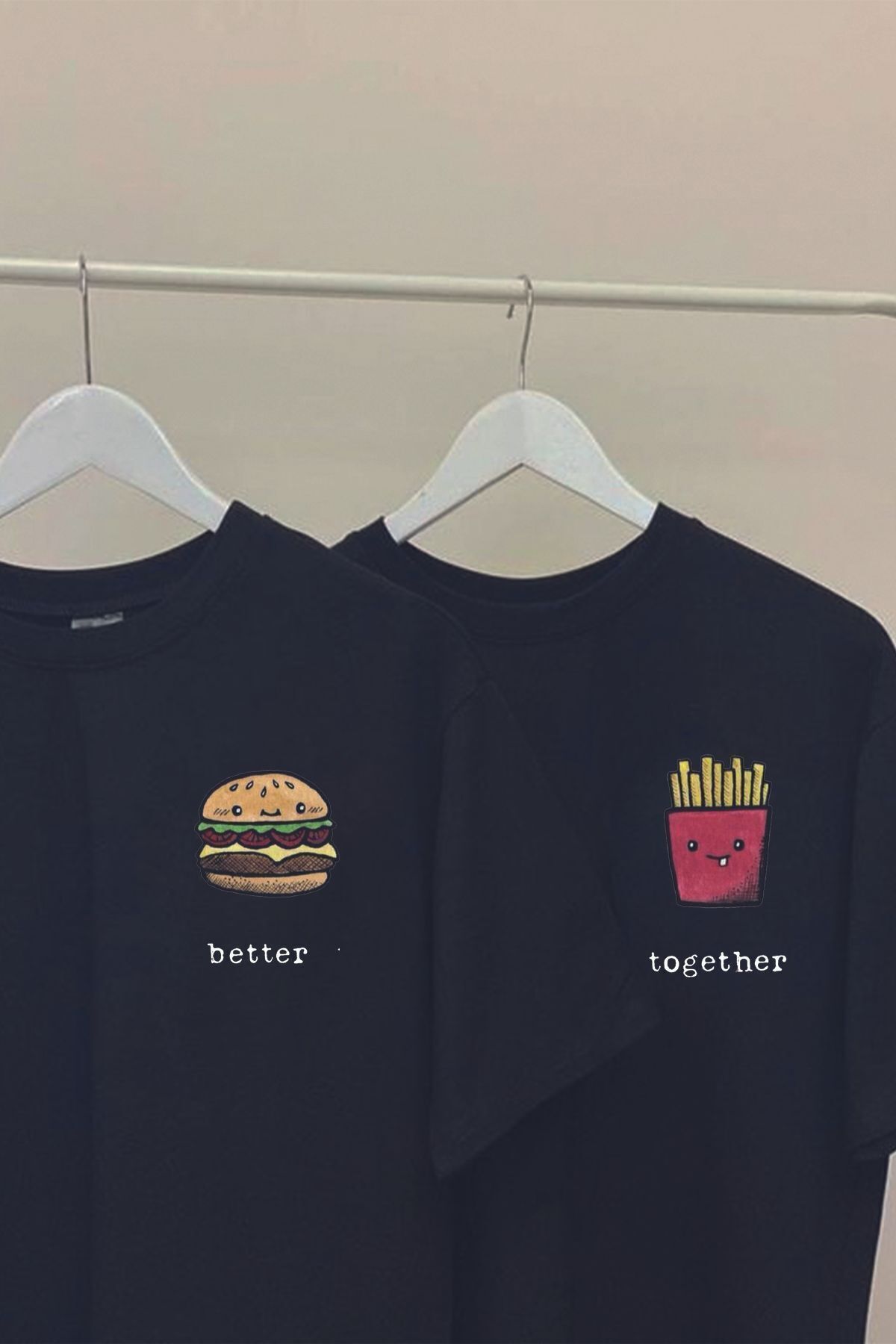 DESCARTES Sevgili Kombini Çift Unisex Oversize Baskılı T-Shirt