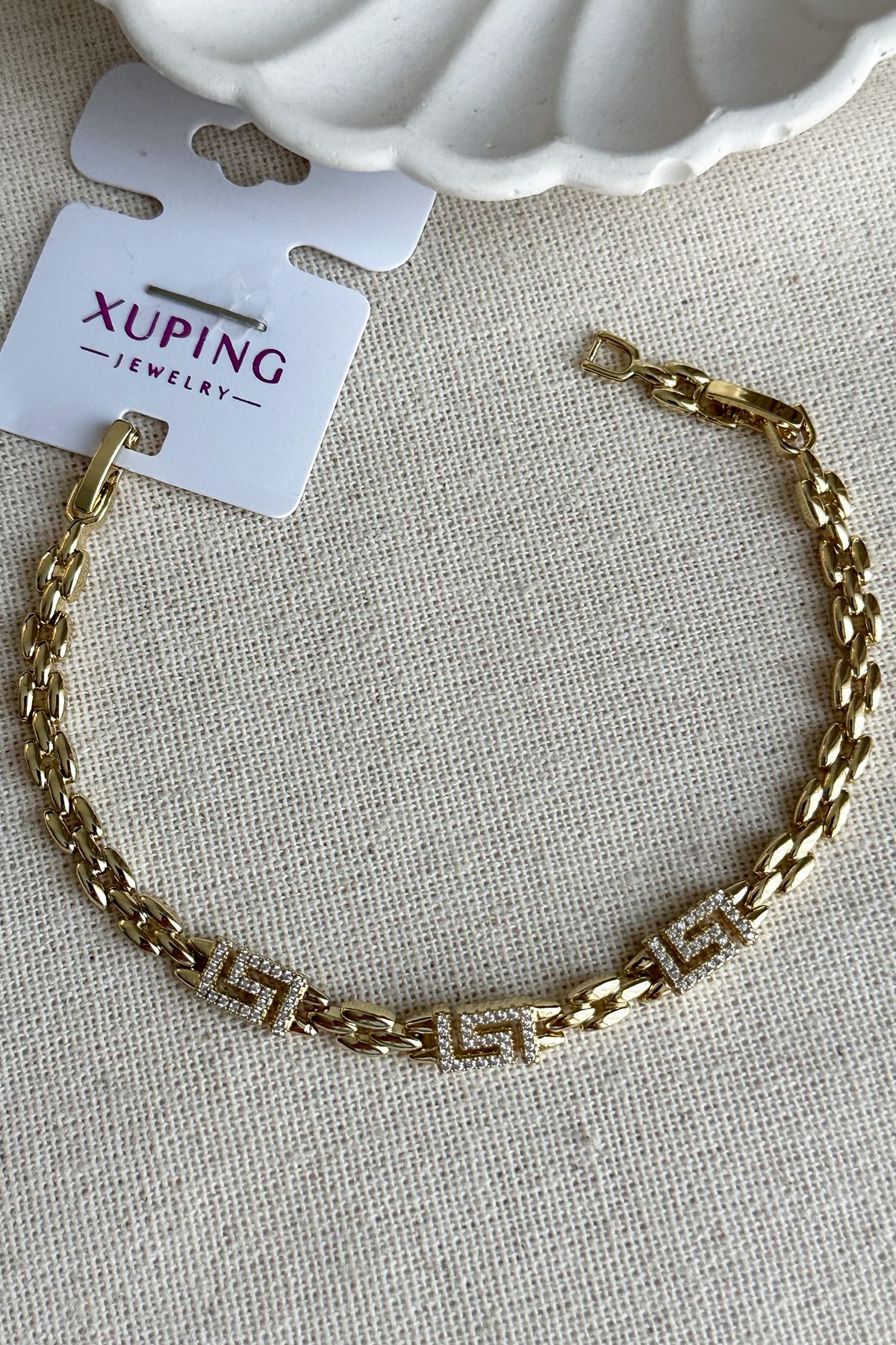 Modacaprea Xuping 14K 17+2cm Grek Kadın Bileklik Kadın Karamaz Bileklik Grek Bileklik