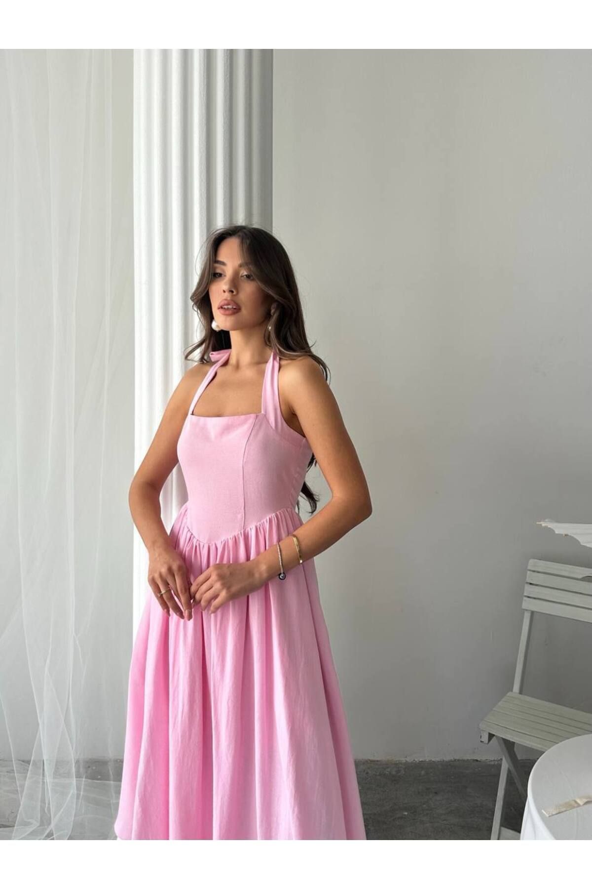Butik Blue Strapless Dress Elbise