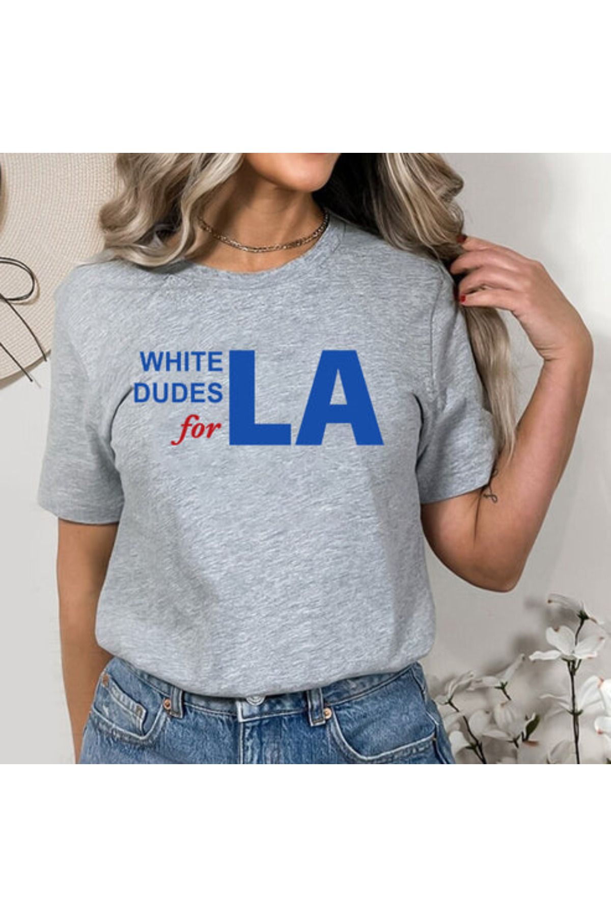 DESCARTES WHITE DUDES for LA Baskılı Oversize T-shirt