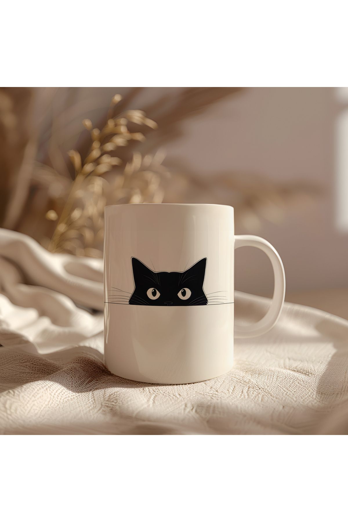 waspandhornet Meraklı Siyah Kedi Kupa Bardak