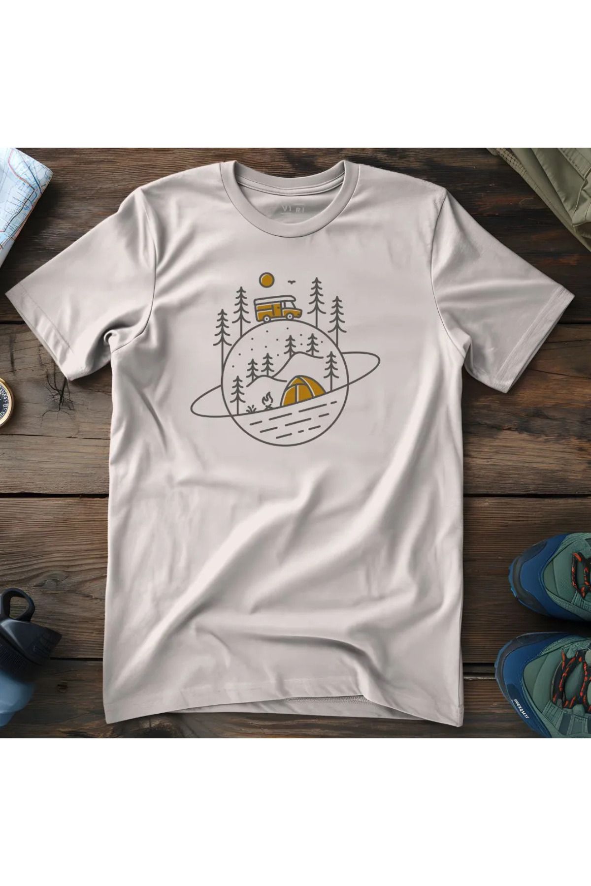 DESCARTES Uzay Seyahati Baskılı Oversize T-shirt