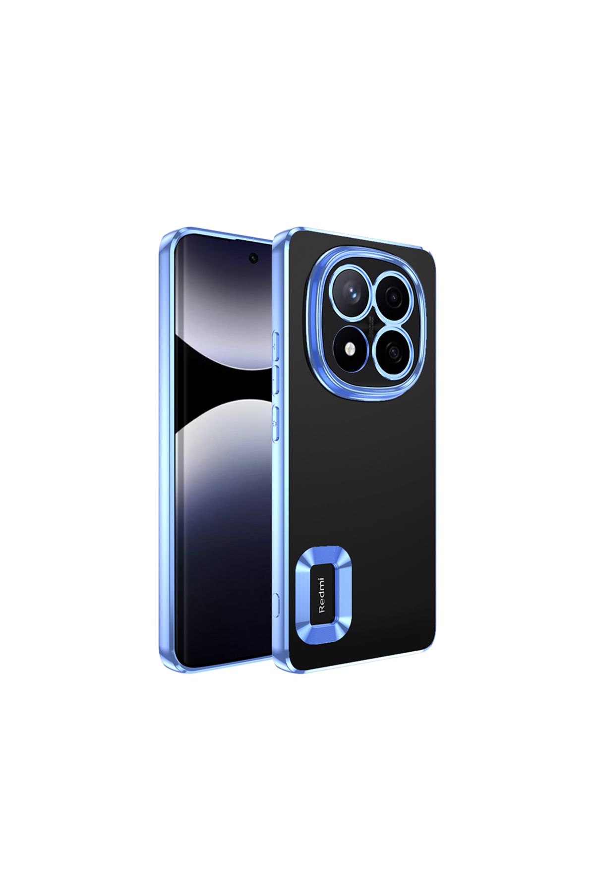 Başkenttekno Xiaomi Poco X7 Kılıf Logo Gösteren Parlak Kenarlı Kamera Lens Korumalı Şeffaf Omega Silikon Kapak